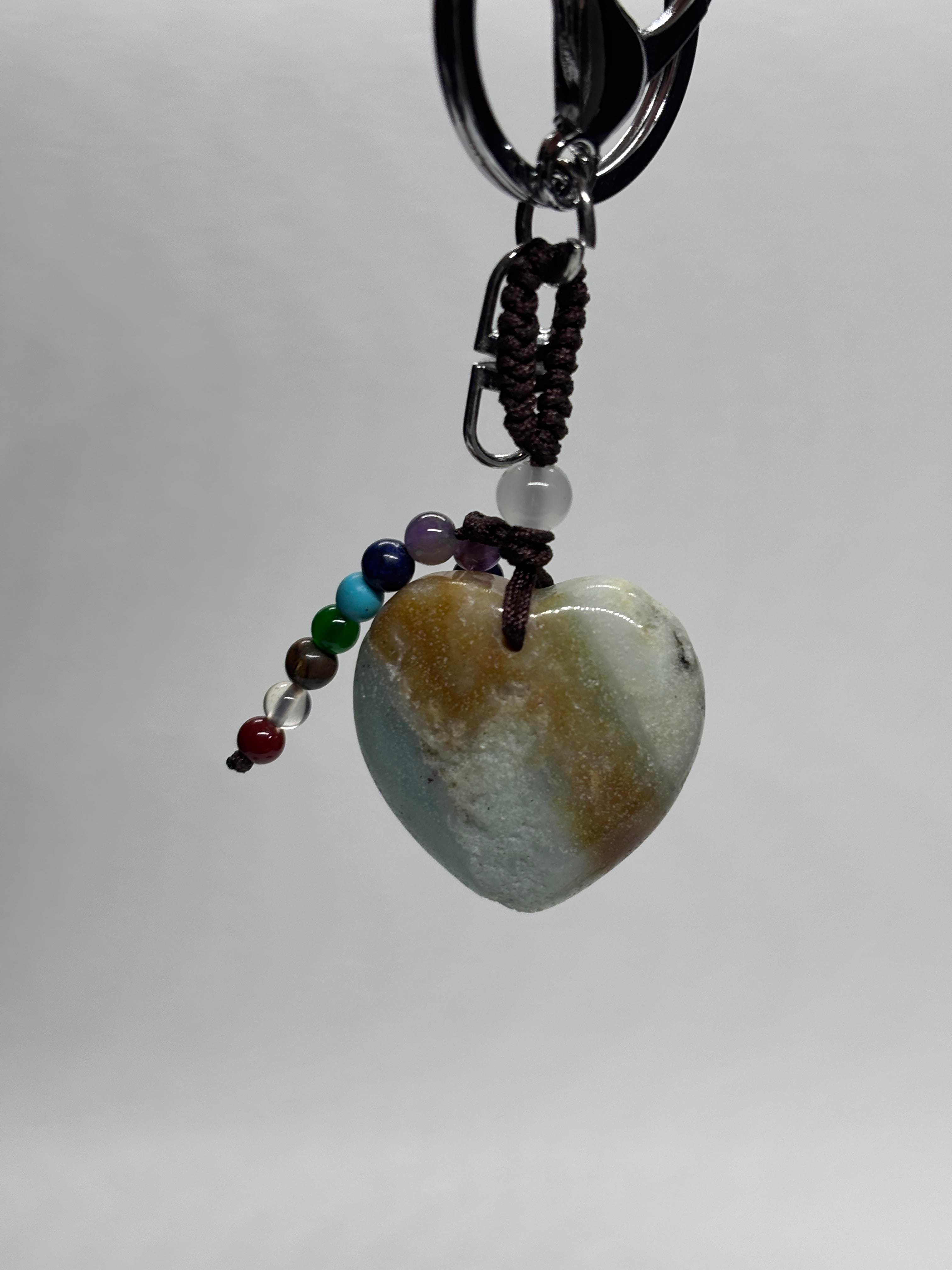 AMAZONİT DOĞALTAŞ ANAHTARLIK CHARM KALP