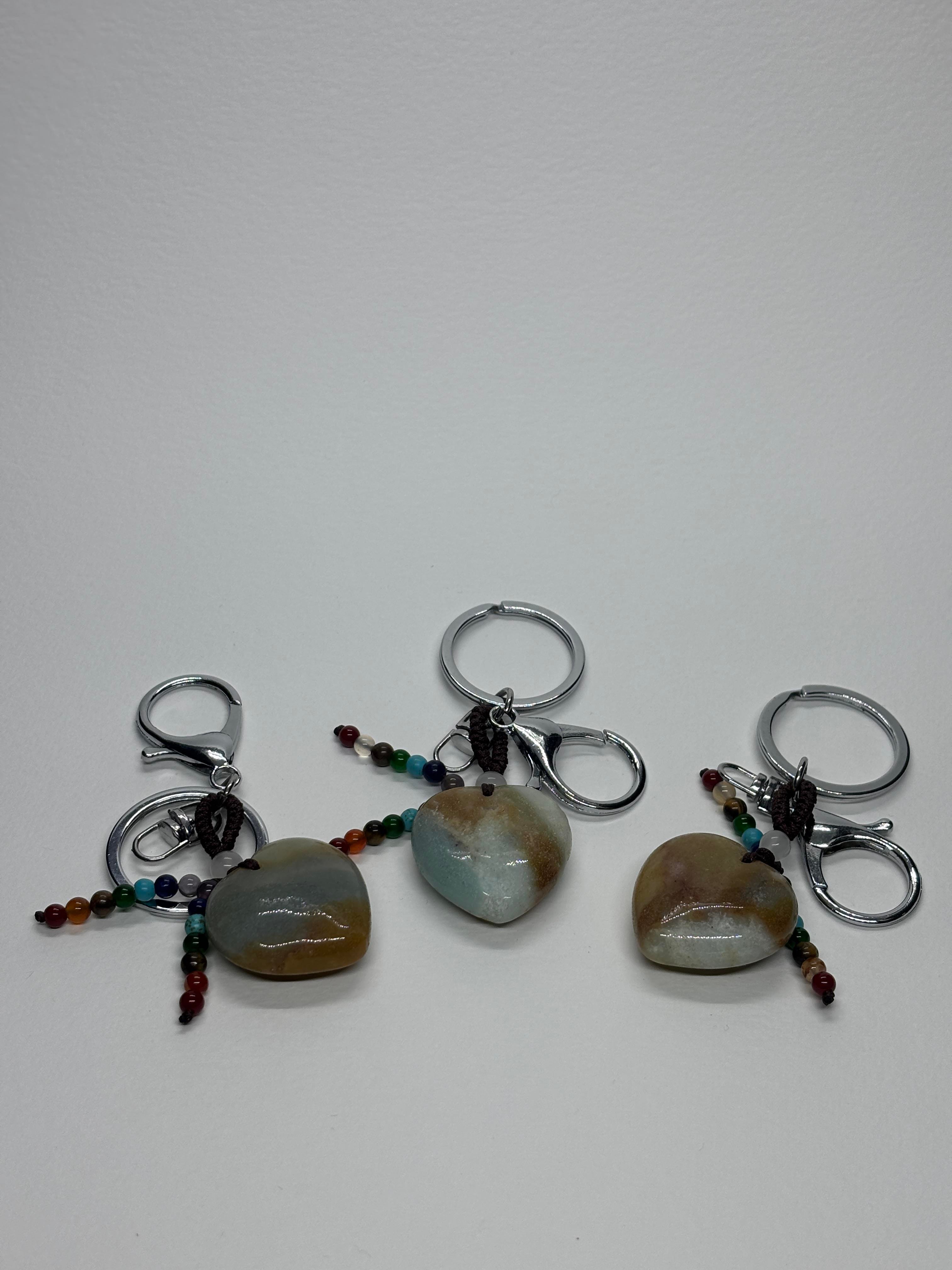 AMAZONİT DOĞALTAŞ ANAHTARLIK CHARM KALP