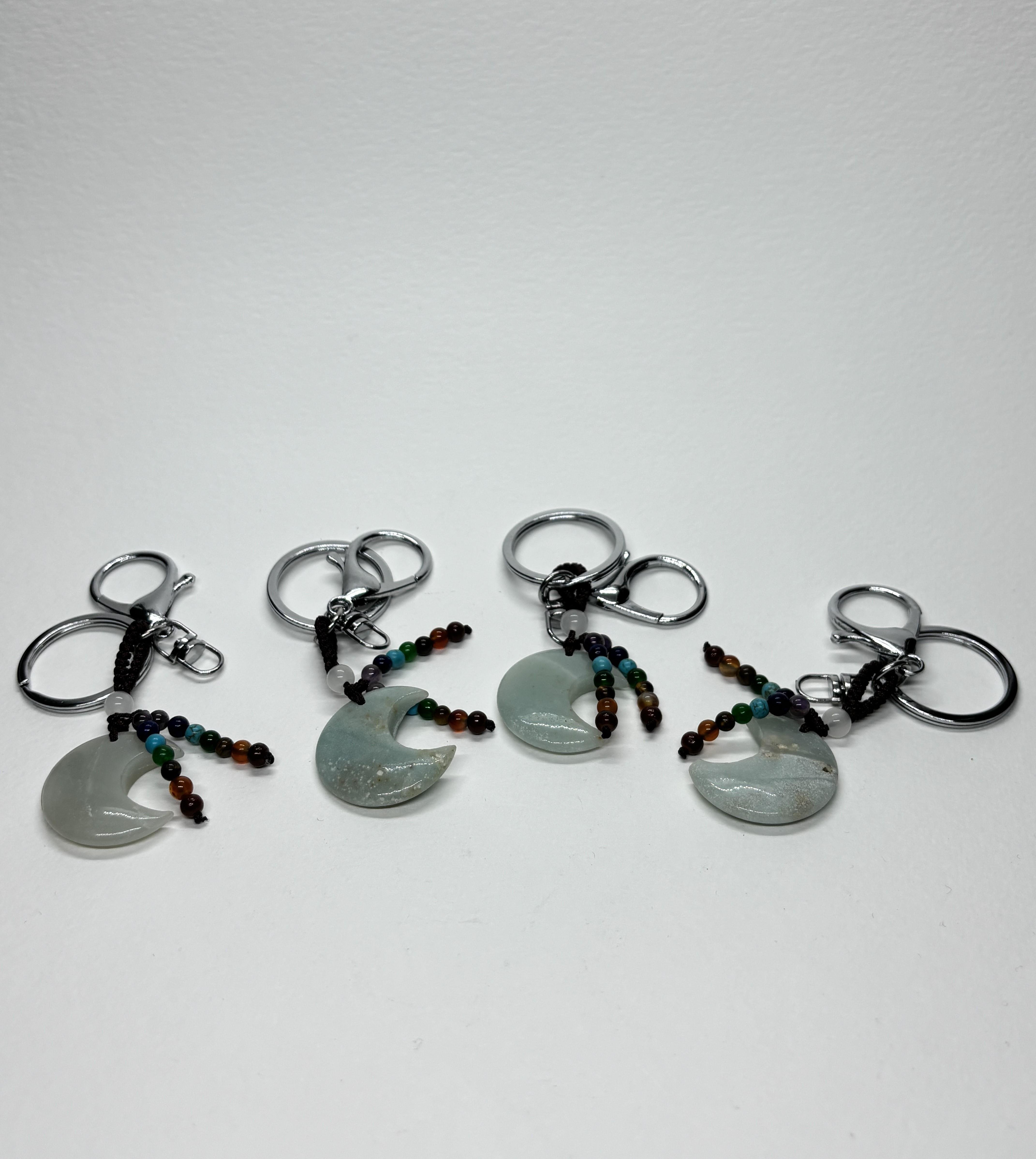 AMAZONİT DOĞALTAŞ DUYGUSAL DENGE ANAHTARLIĞI CHARM HİLAL