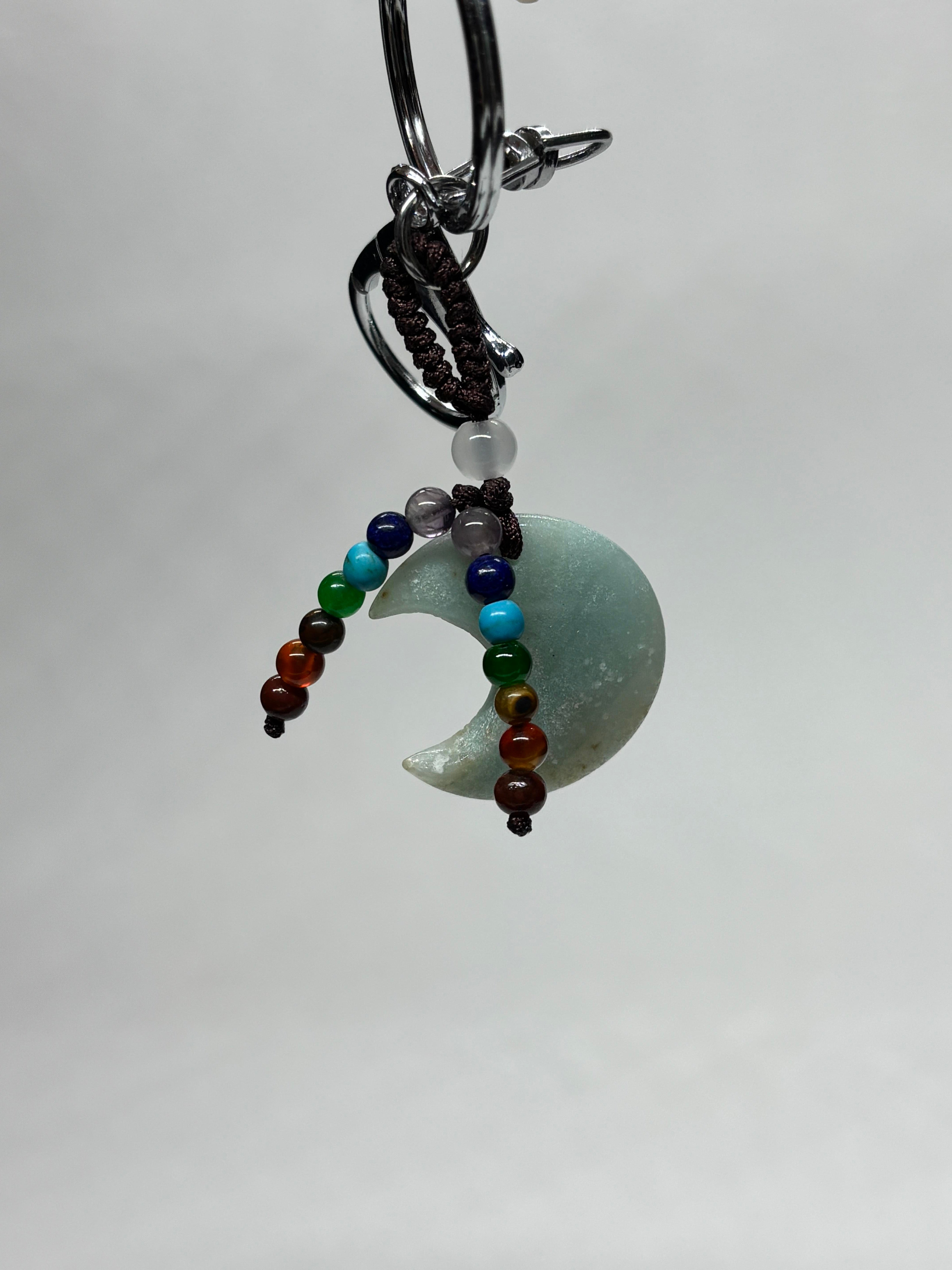 AMAZONİT DOĞALTAŞ DUYGUSAL DENGE ANAHTARLIĞI CHARM HİLAL