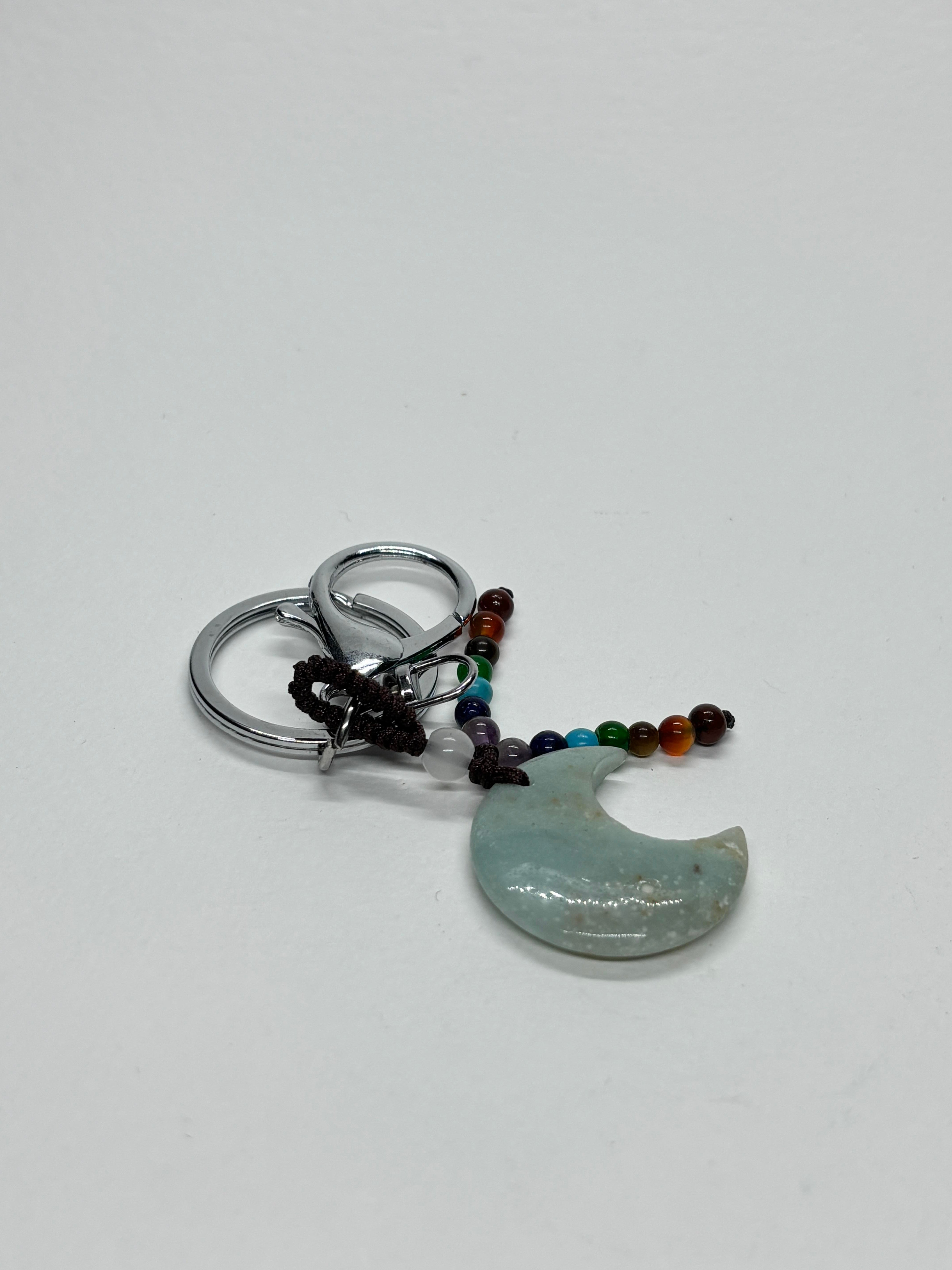 AMAZONİT DOĞALTAŞ DUYGUSAL DENGE ANAHTARLIĞI CHARM HİLAL