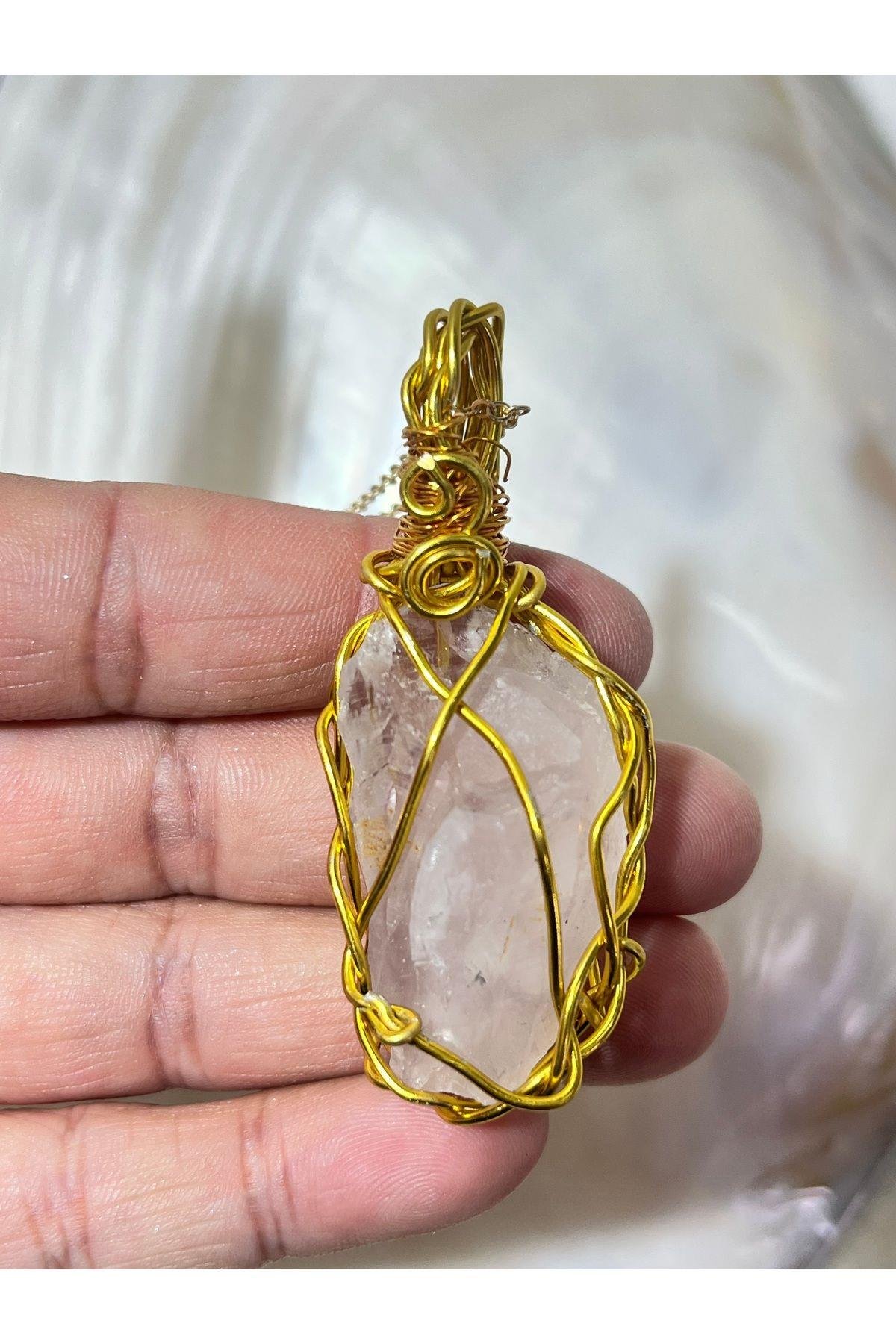 Ametist Gold Bakır Tel Çelik Zincirli