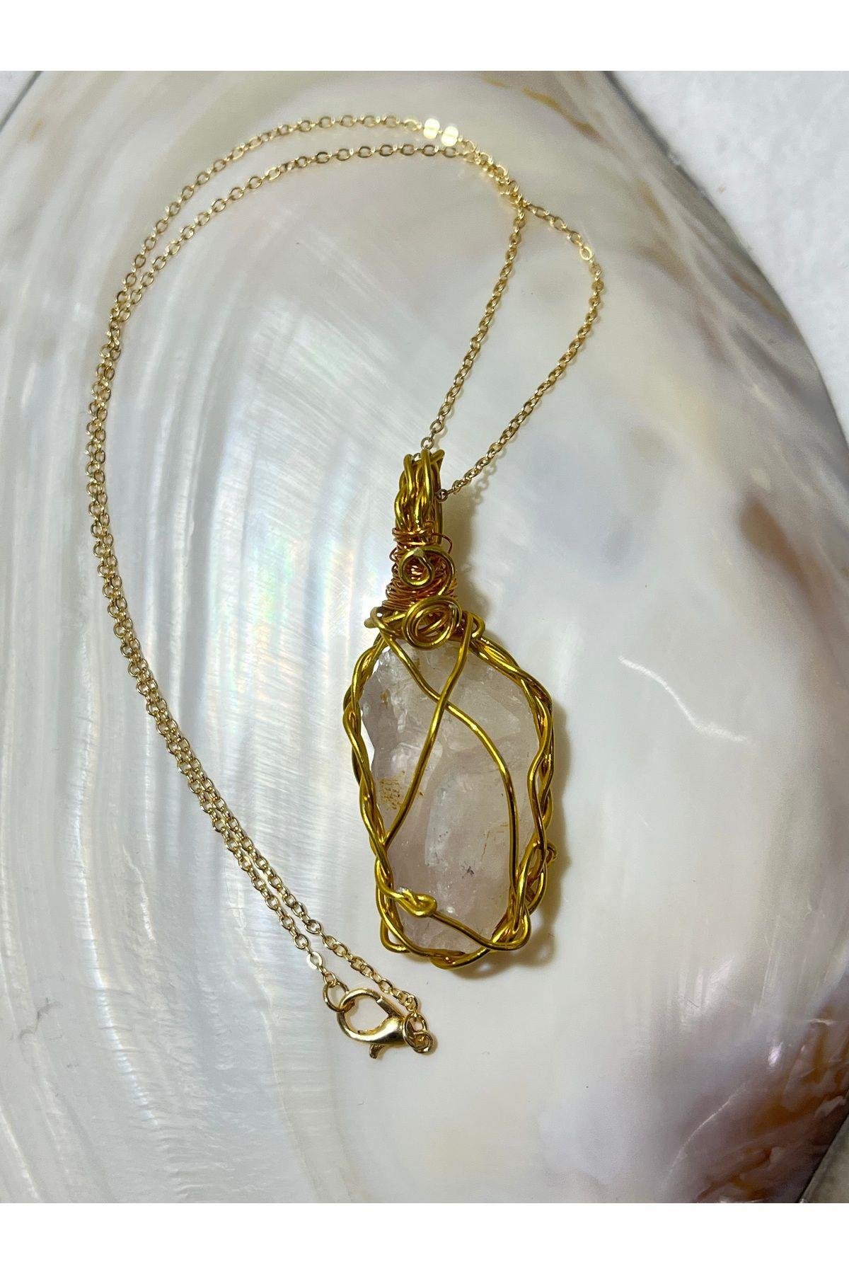 Ametist Gold Bakır Tel Çelik Zincirli