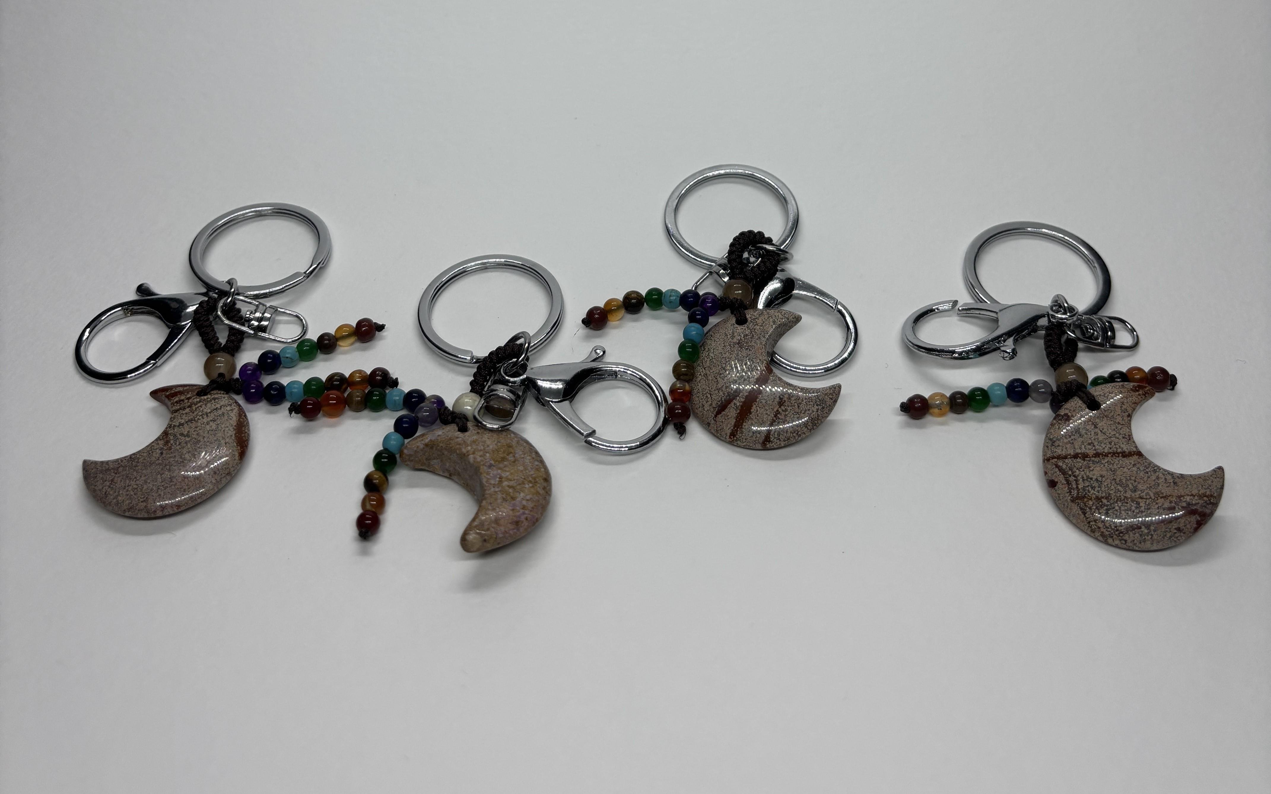 BEJ JASPER DOĞALTAŞ ANAHTARLIK CHARM HİLAL