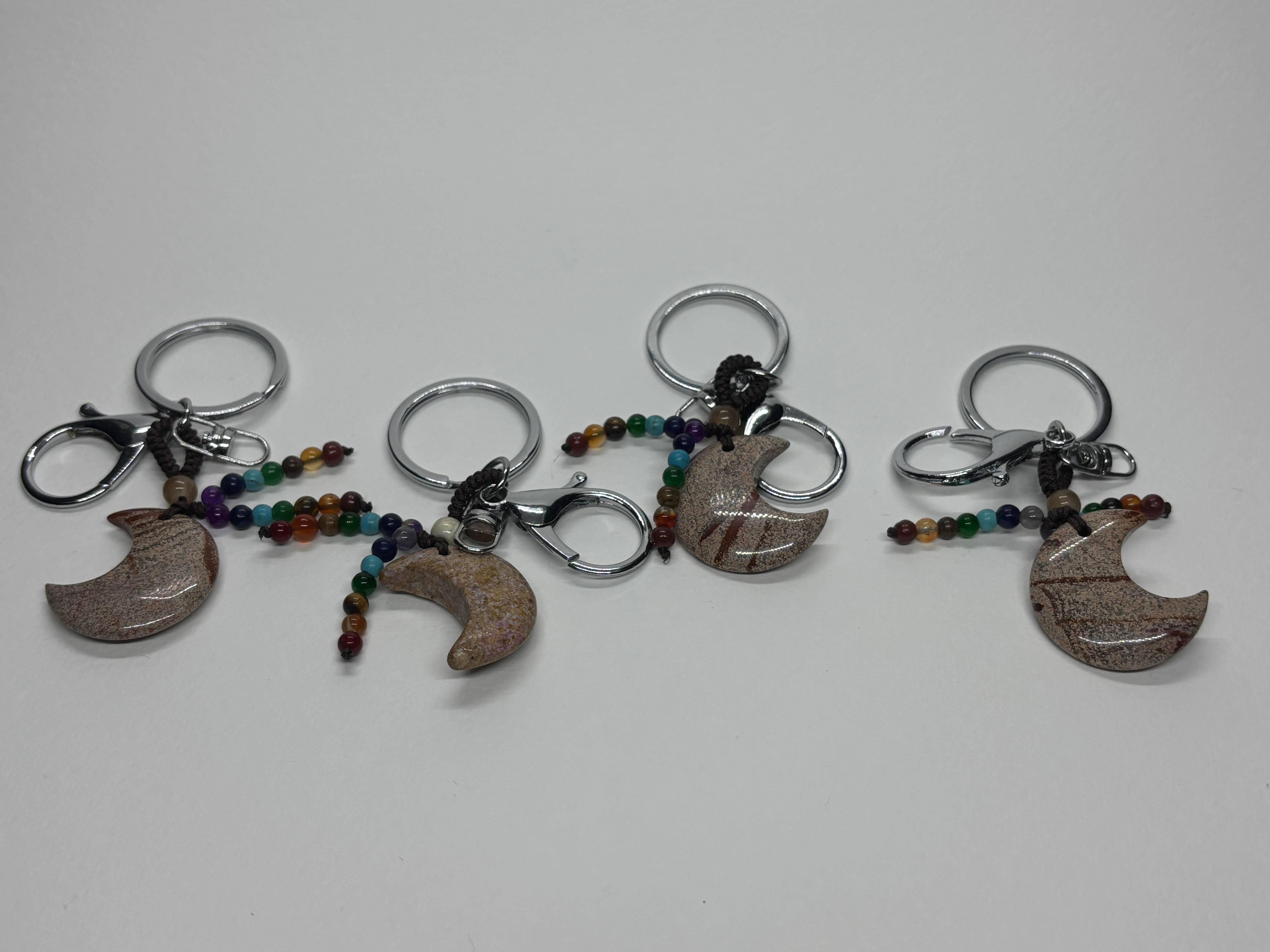 BEJ JASPER DOĞALTAŞ ANAHTARLIK CHARM HİLAL