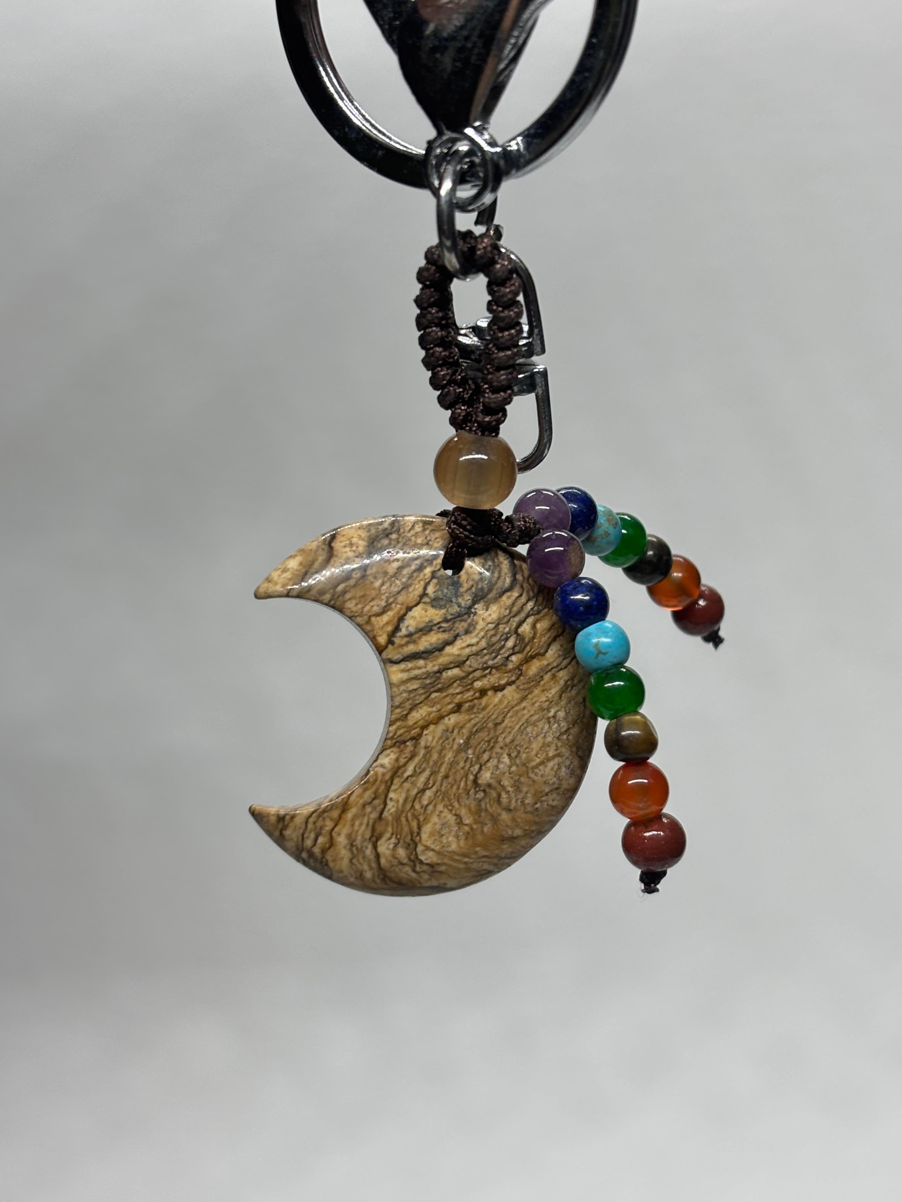 BEJ JASPER DOĞALTAŞ ANAHTARLIK CHARM HİLAL