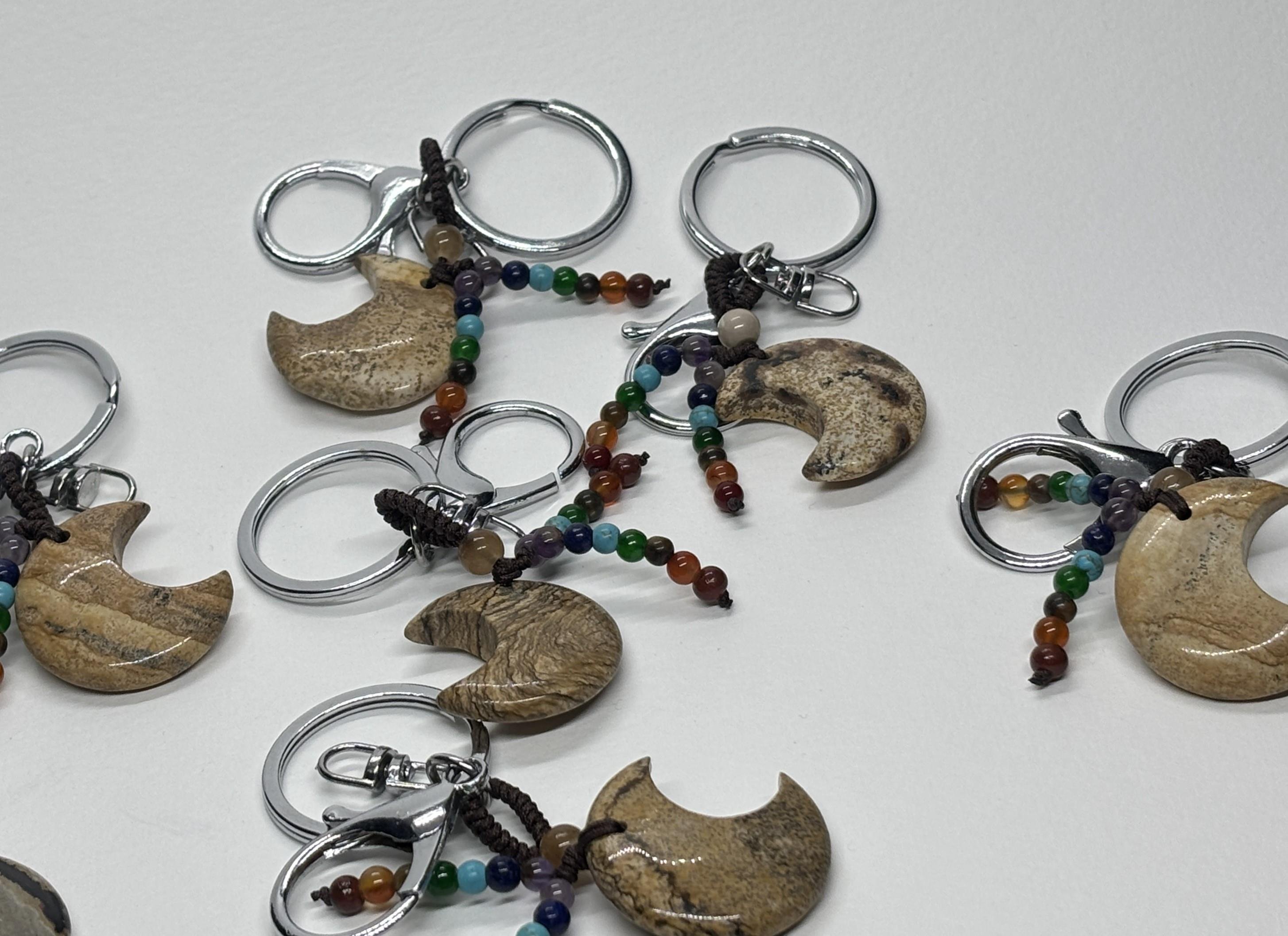 BEJ JASPER DOĞALTAŞ ANAHTARLIK CHARM HİLAL
