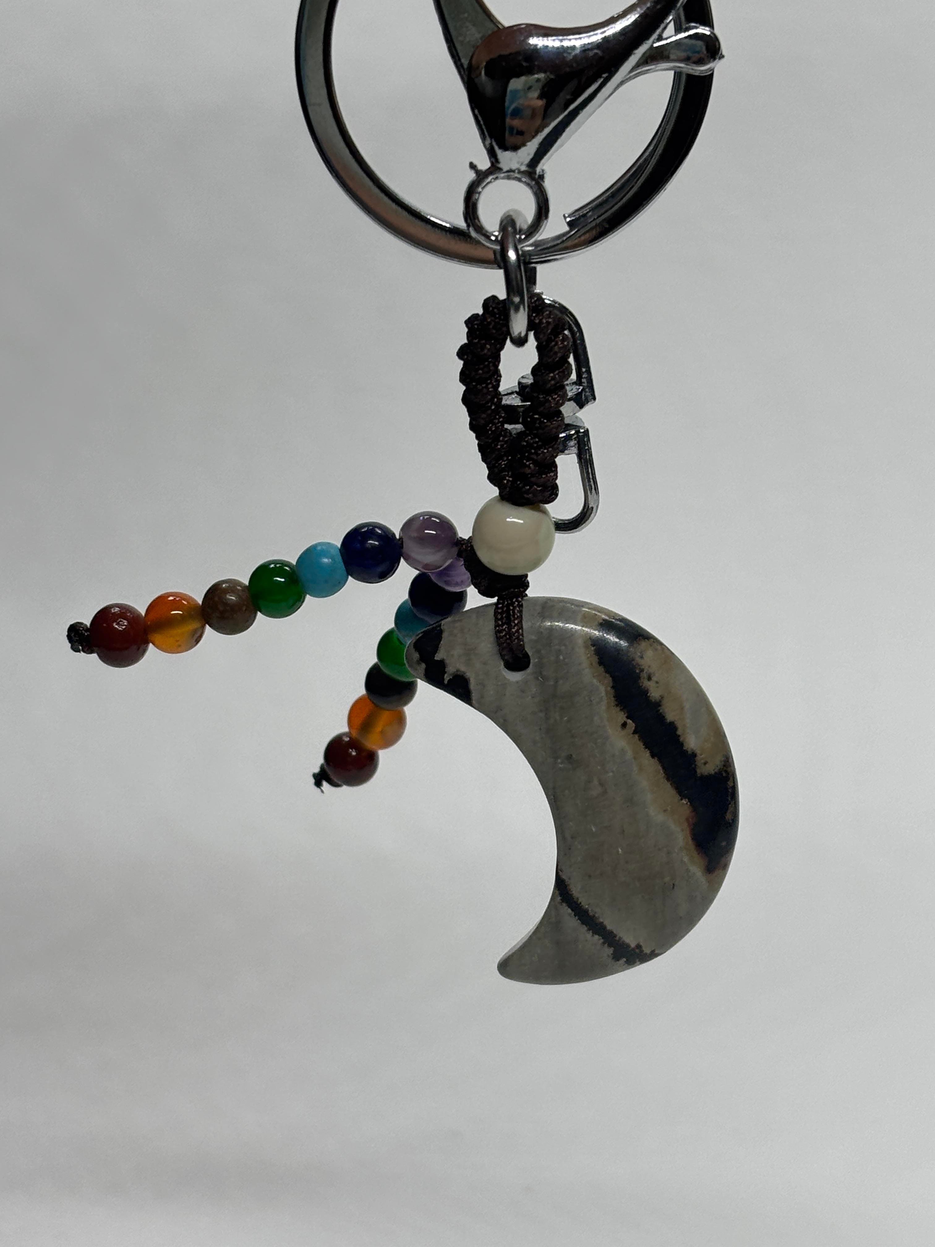 GRİ JASPER DOĞALTAŞ ANAHTARLIK CHARM HİLAL