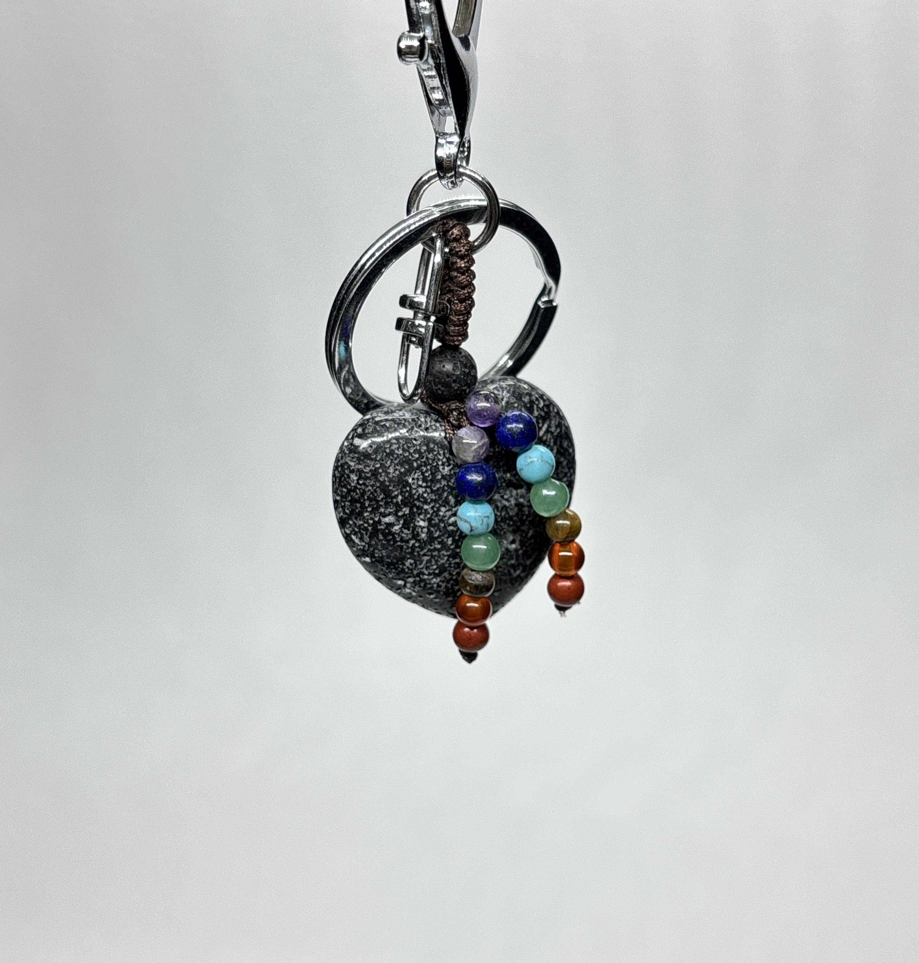 LAV DOĞALTAŞ ANAHTARLIK CHARM KALP