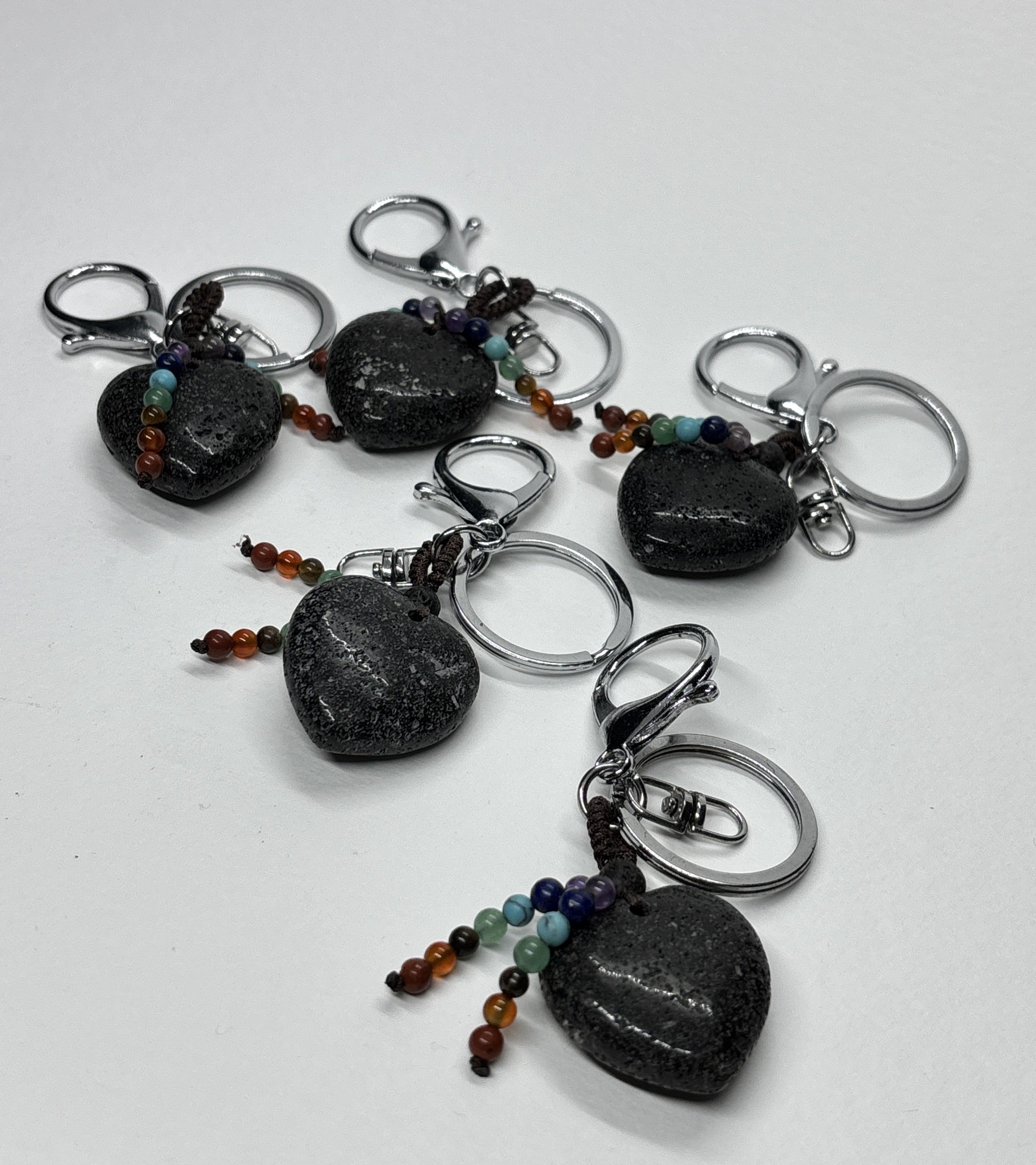 LAV DOĞALTAŞ ANAHTARLIK CHARM KALP