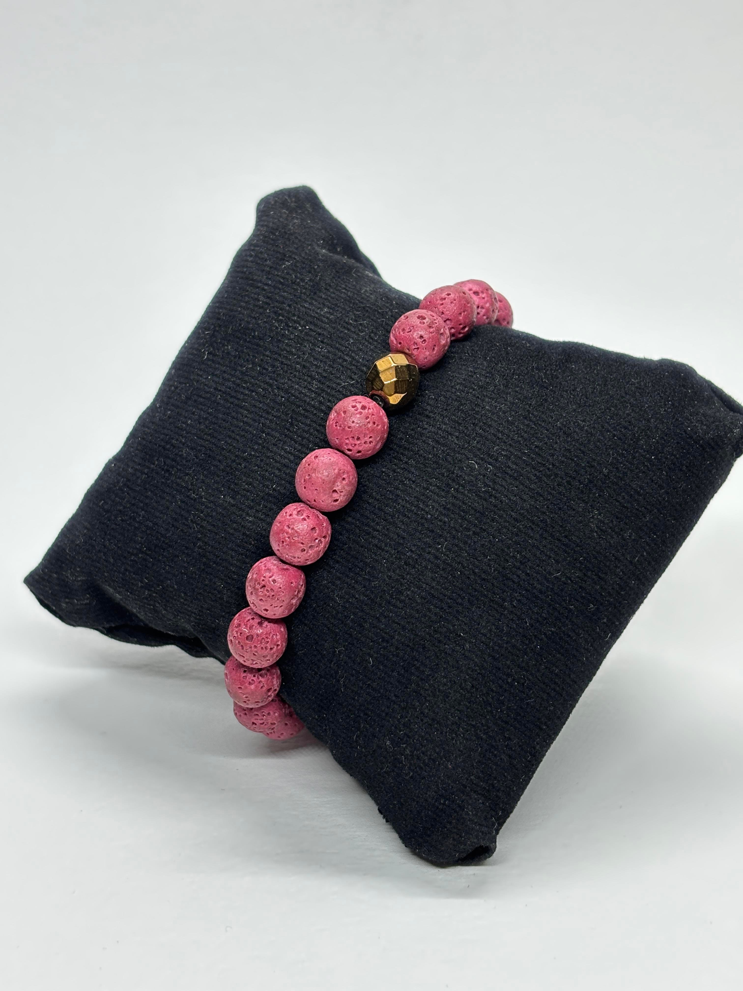 LAV TAŞI DOĞALTAŞ BİLEKLİK PEMBE