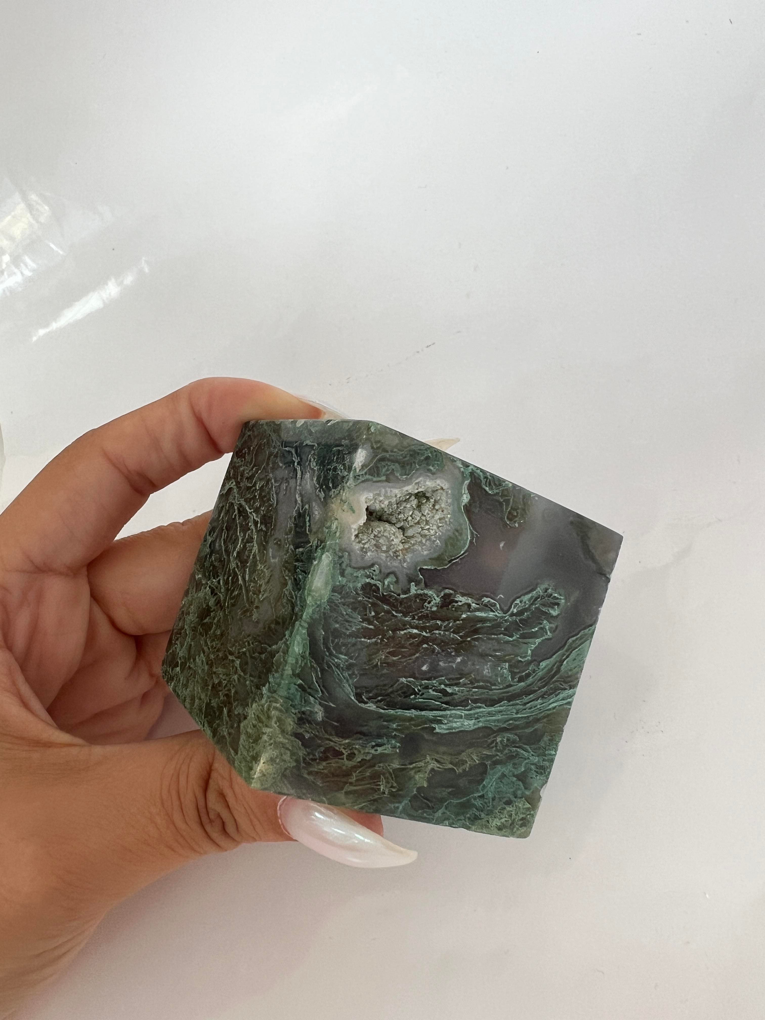 MOSS AGATE DOĞALTAŞ KÜP 5 CM