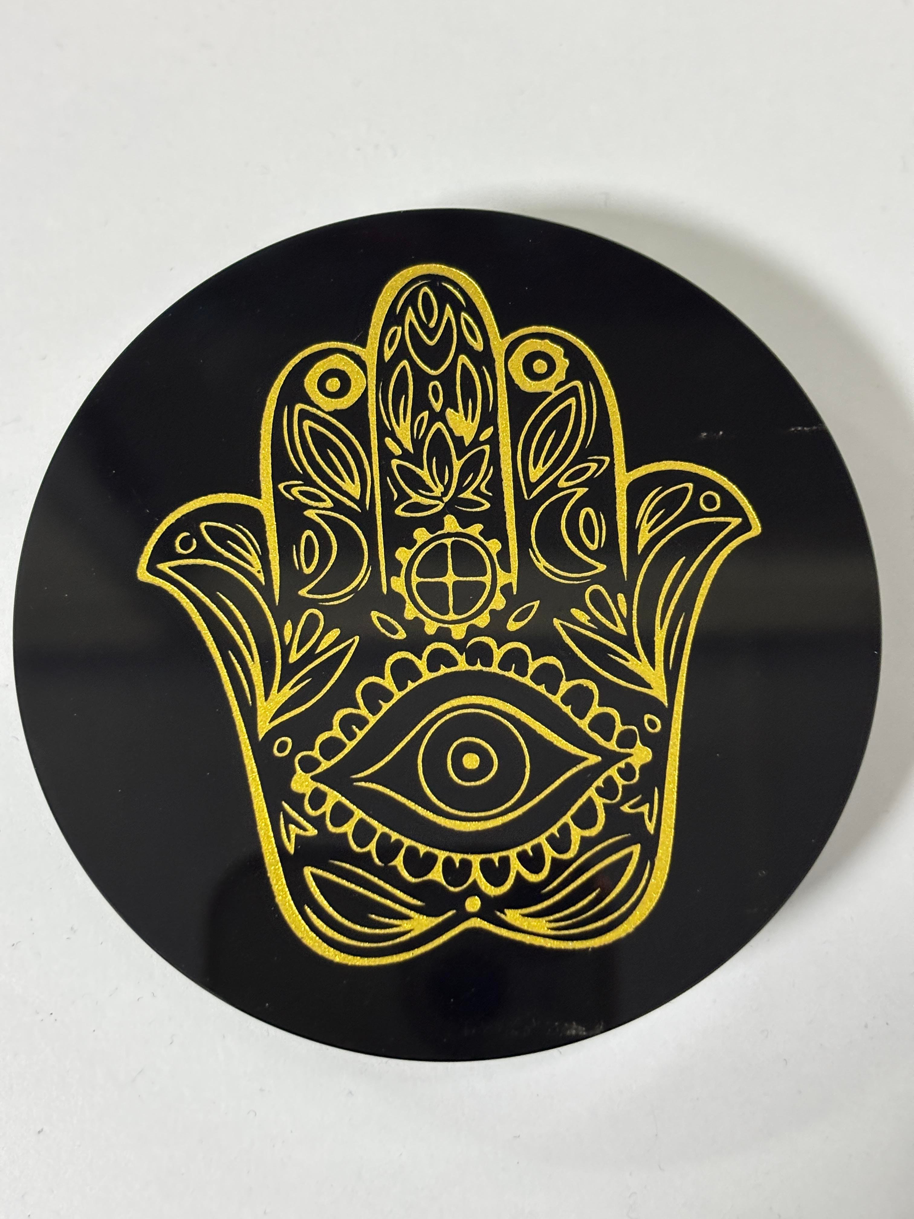 OBSİDYEN AYNA FATIMA NIN ELİ HAMSA SEMBOLLÜ
