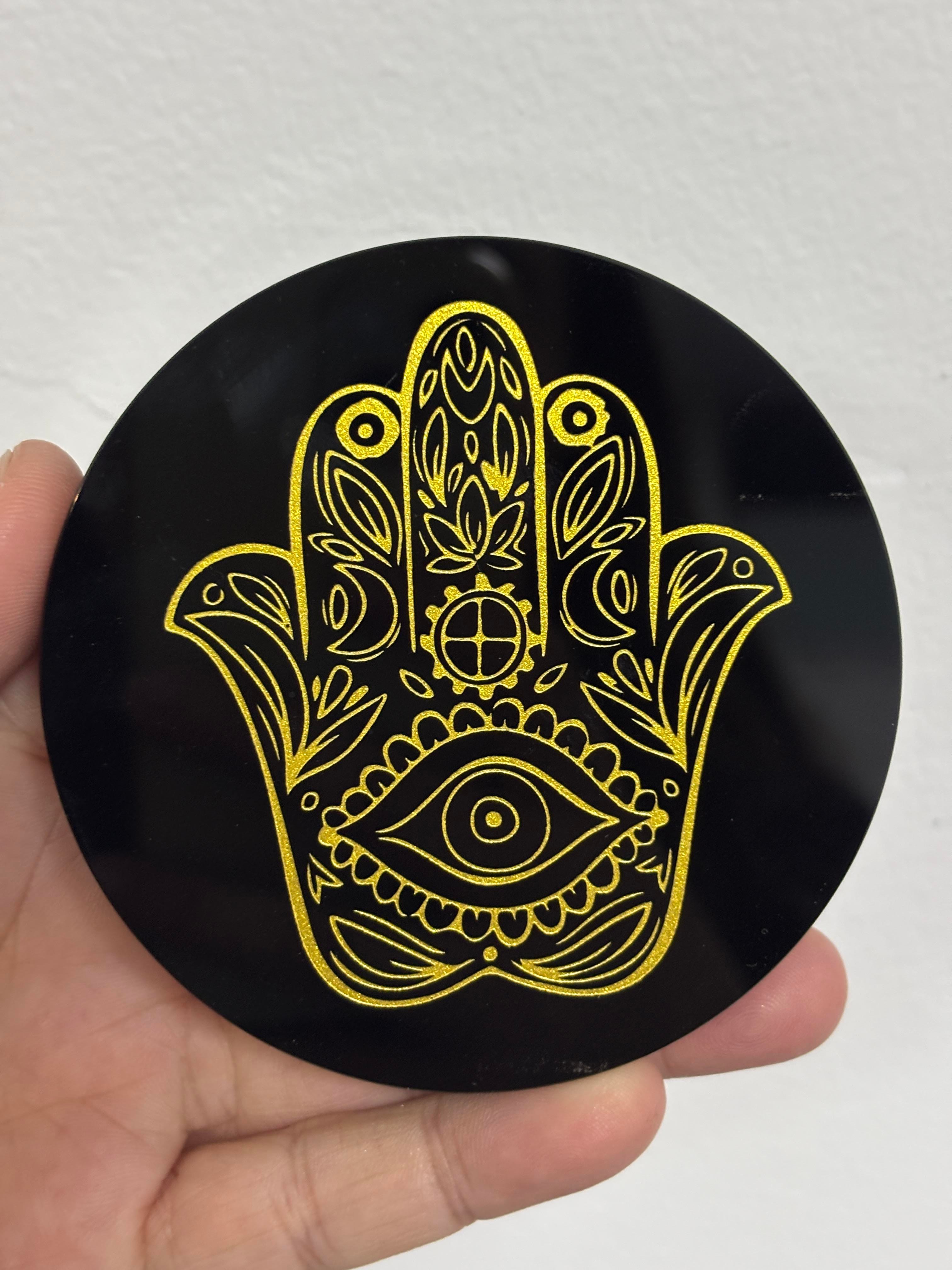 OBSİDYEN AYNA FATIMA NIN ELİ HAMSA SEMBOLLÜ