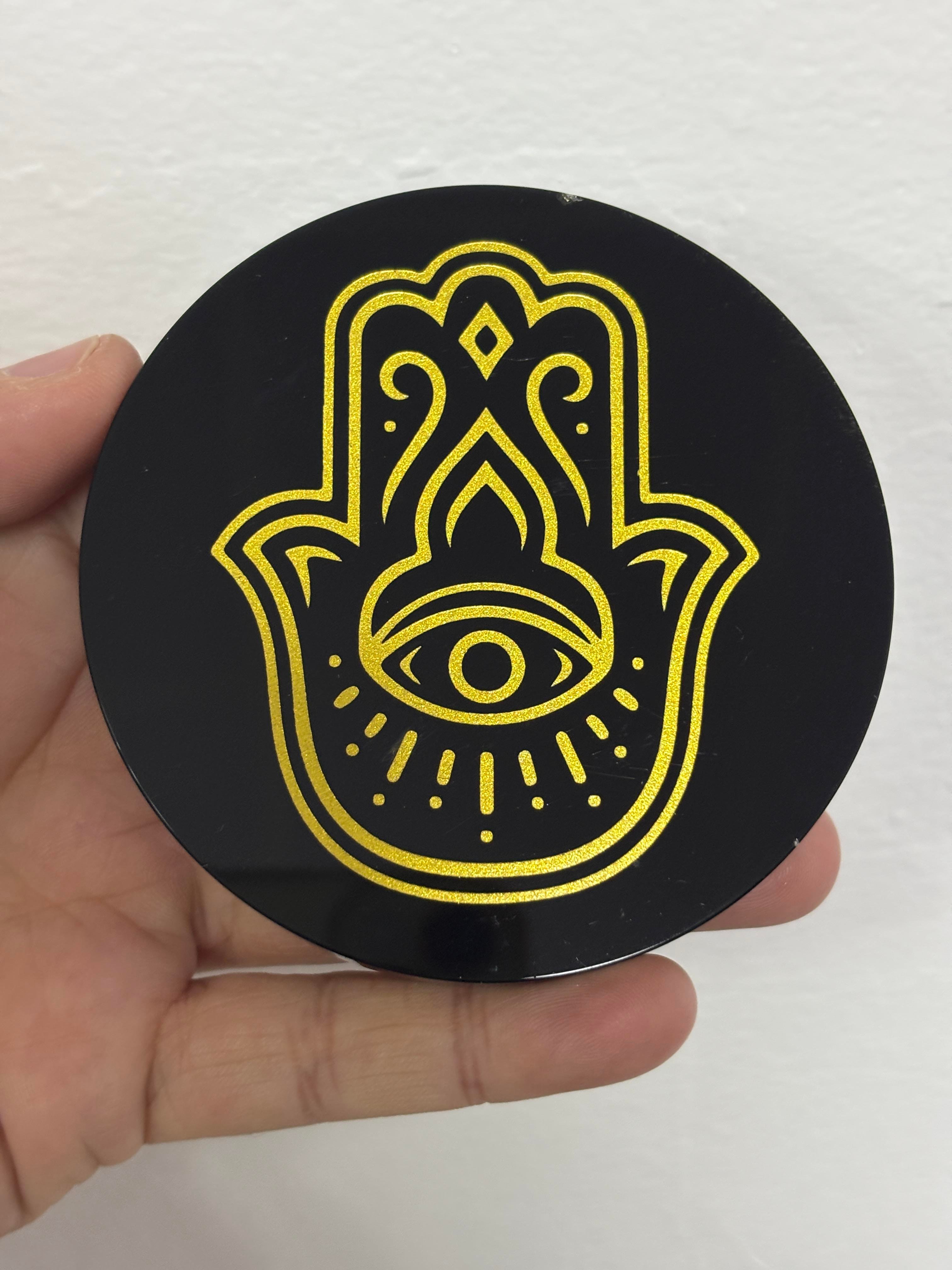 OBSİDYEN AYNA HAMSA SEMBOLLÜ