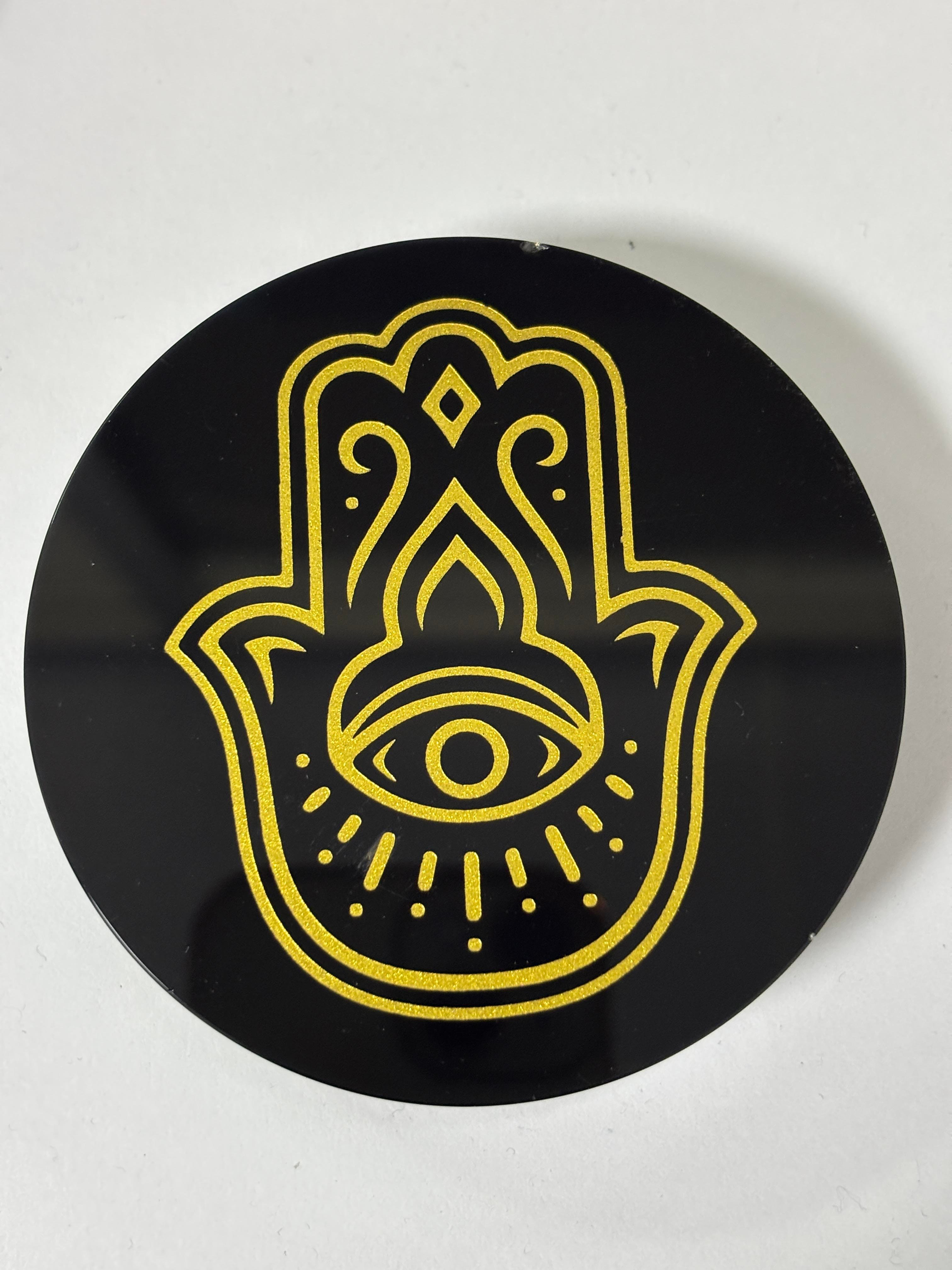 OBSİDYEN AYNA HAMSA SEMBOLLÜ