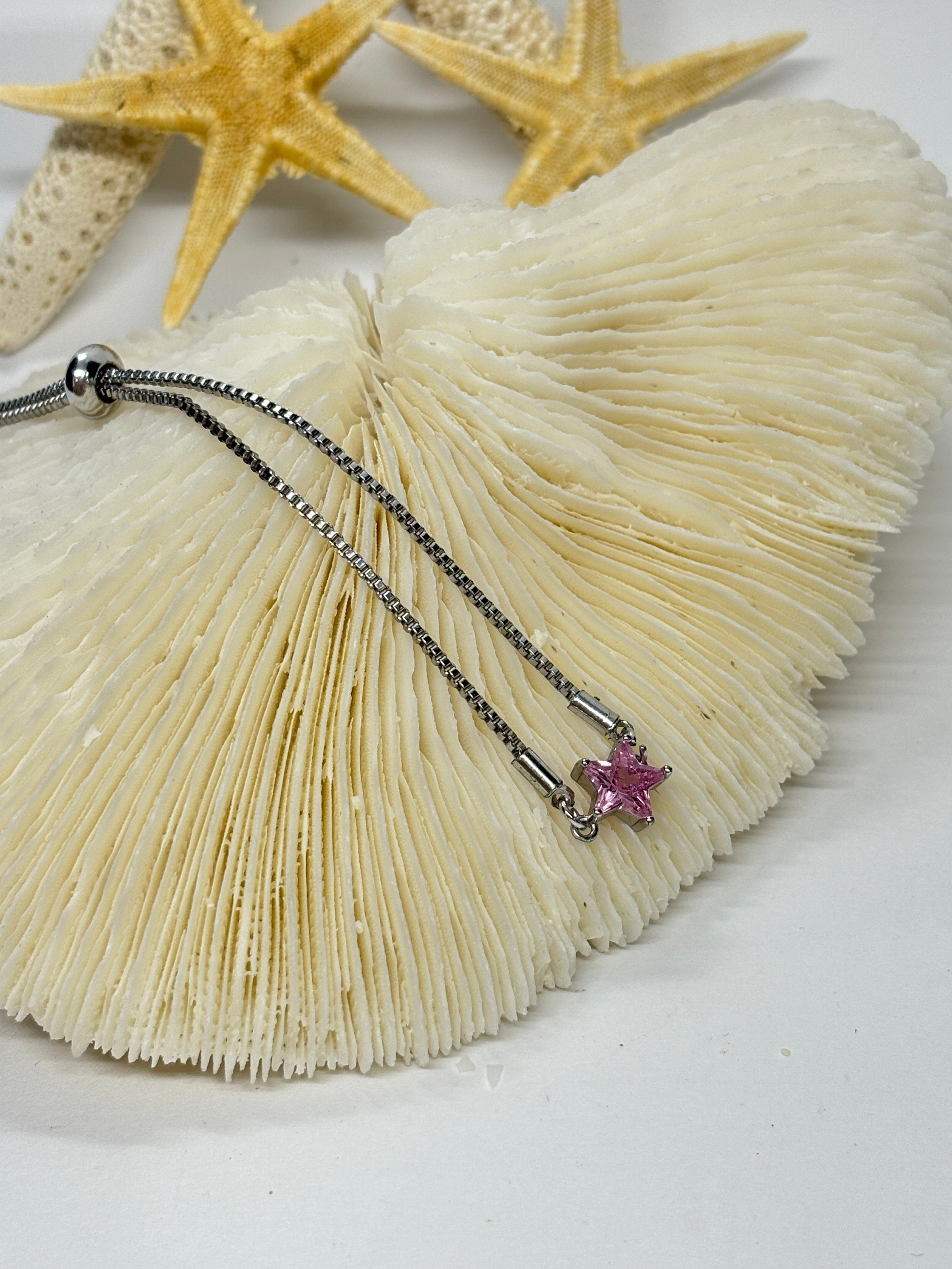 PEMBE YILDIZLI BİJUTERİ BİLEKLİK
