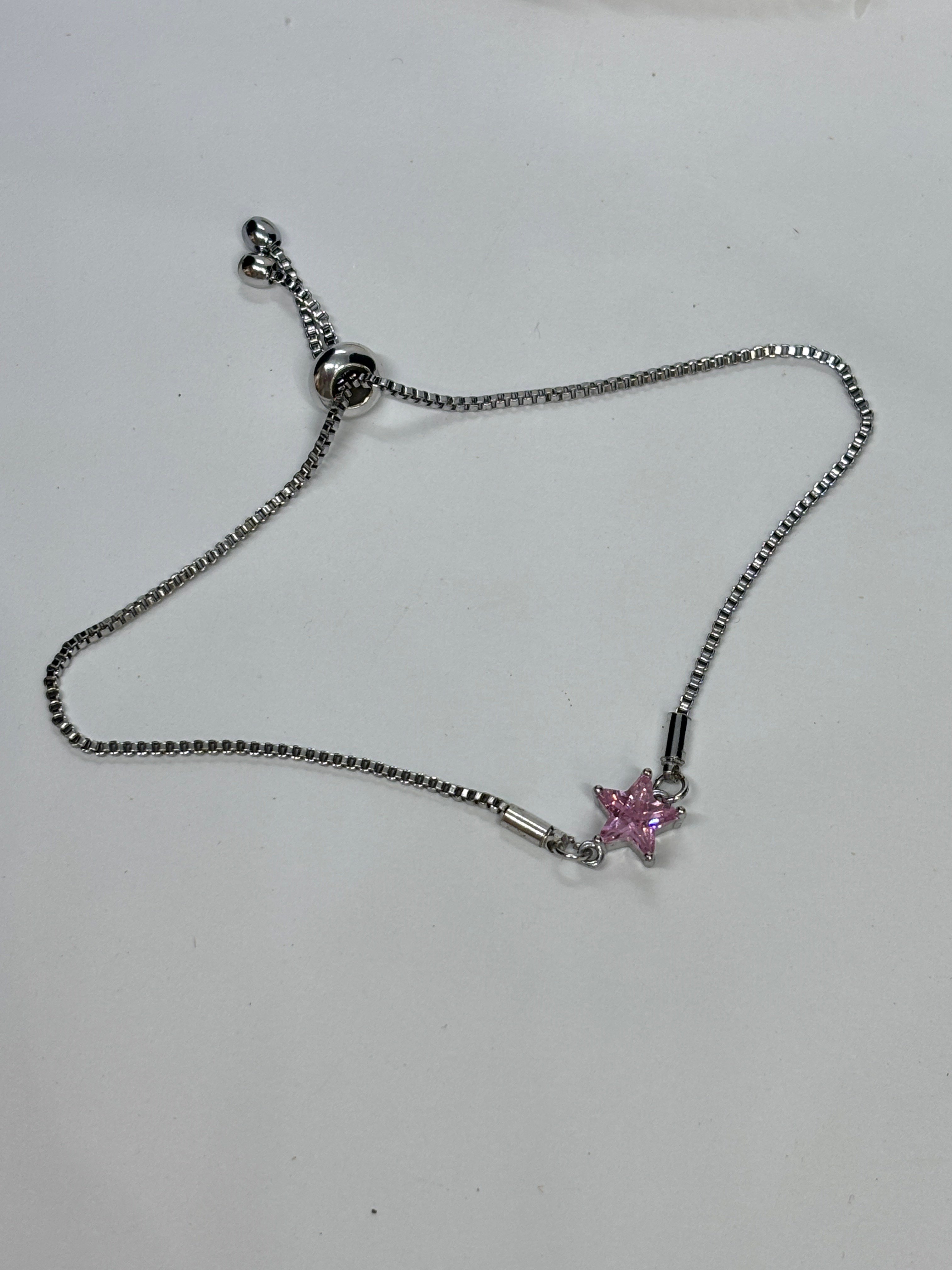PEMBE YILDIZLI BİJUTERİ BİLEKLİK