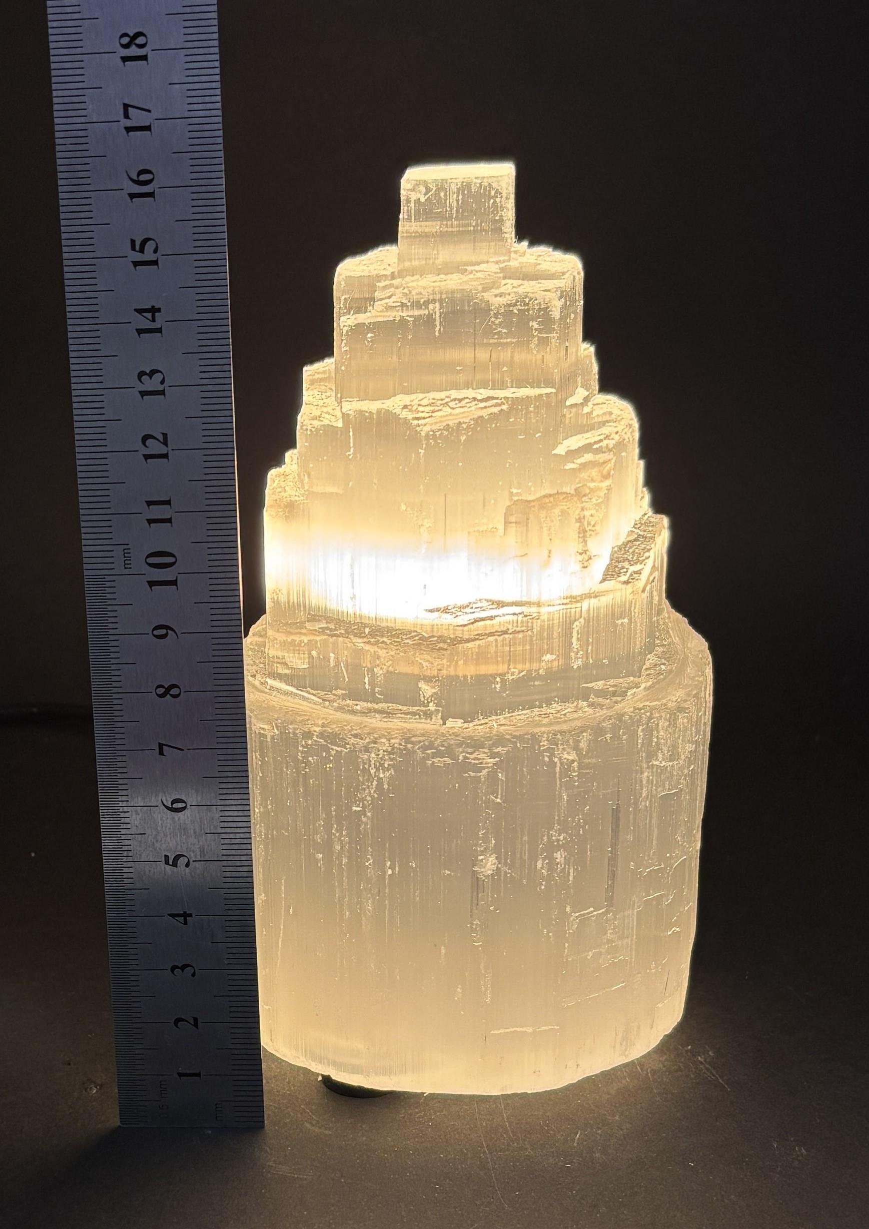 SELENİT DOĞALTAŞ NATUREL KULE LAMBA 15CM