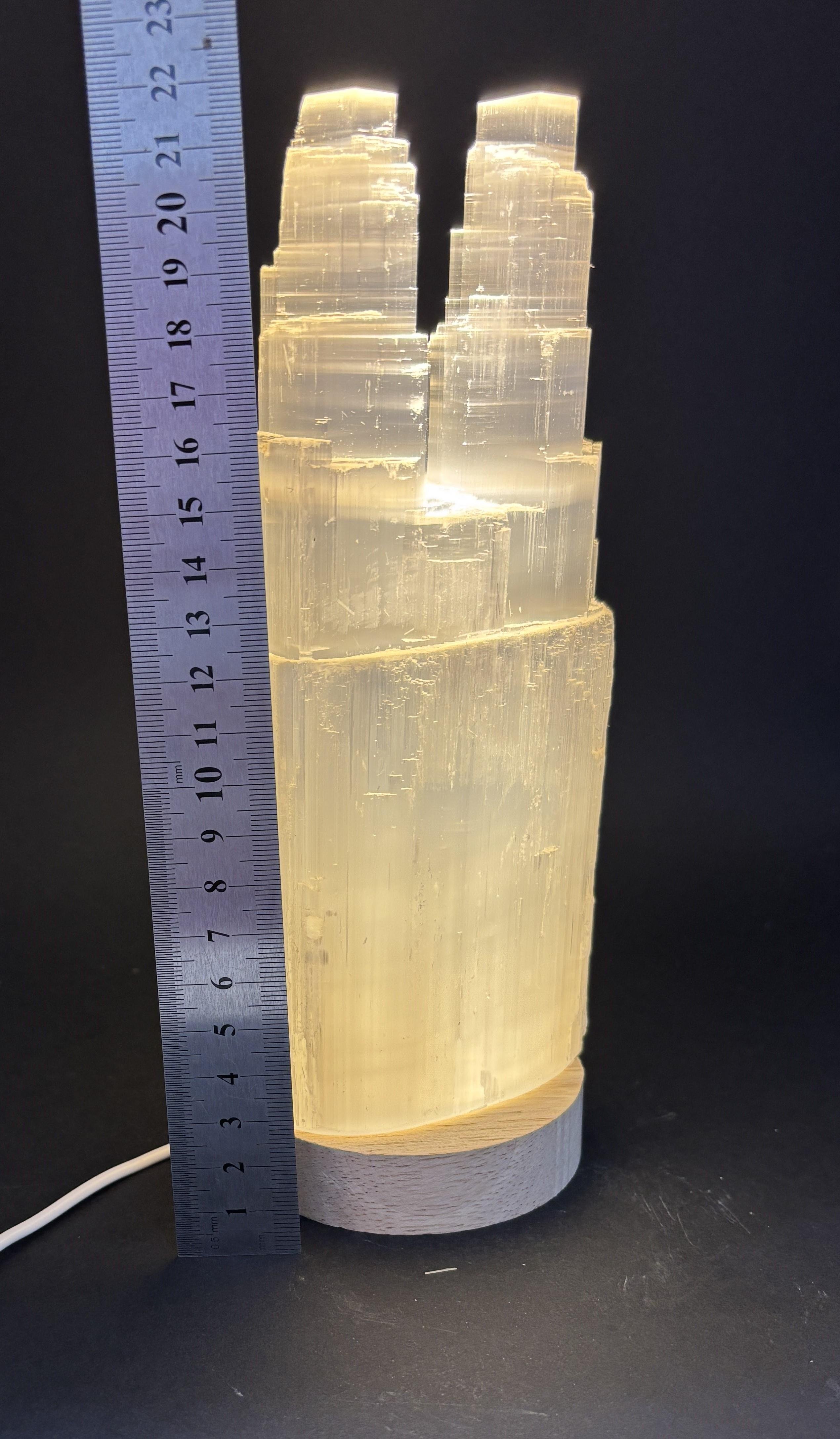SELENİT DOĞALTAŞ TWİN TOWER DAR LAMBA 20 CM