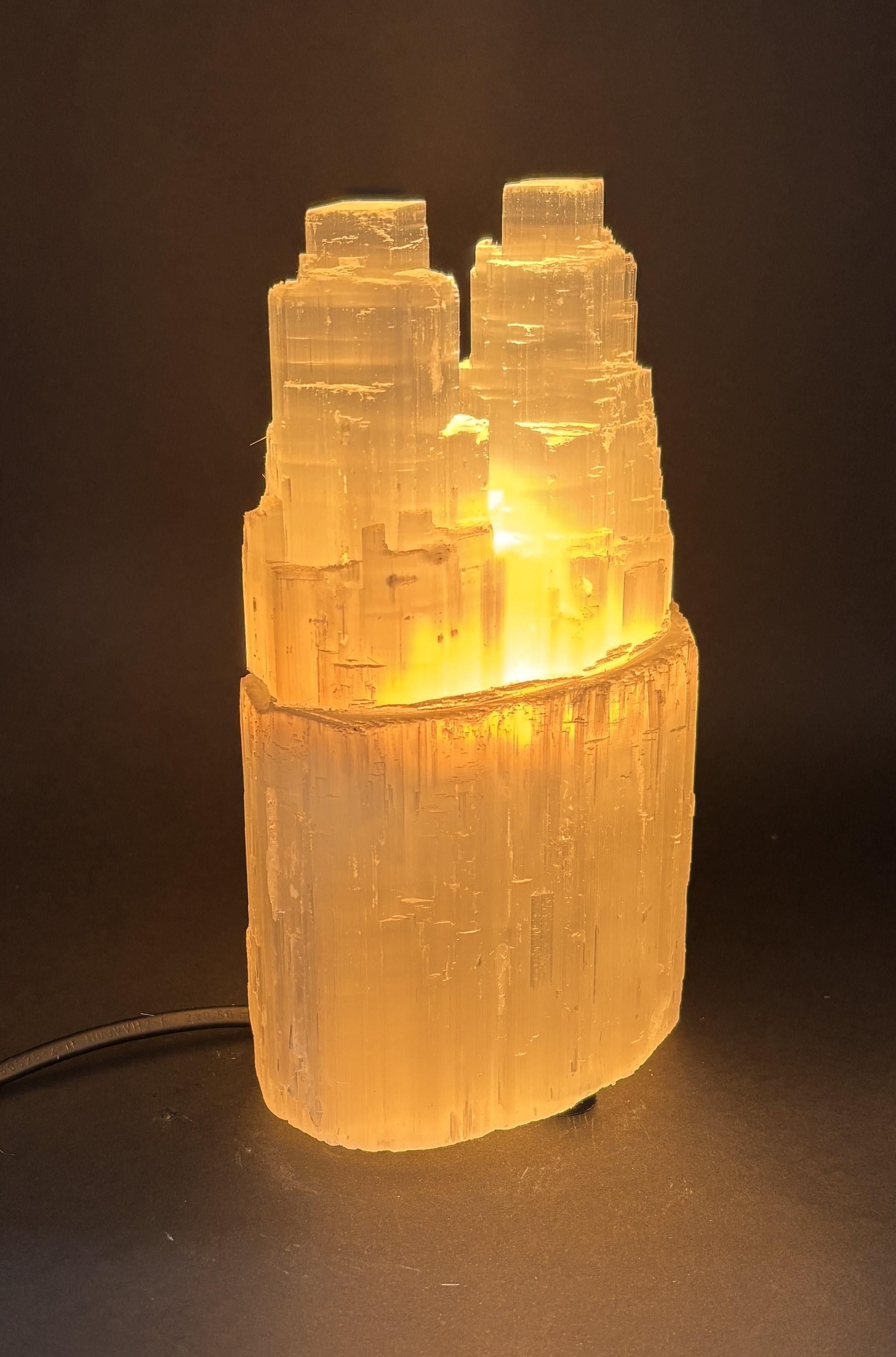 SELENİT DOĞALTAŞ TWİN TOWER LAMBA 20 CM
