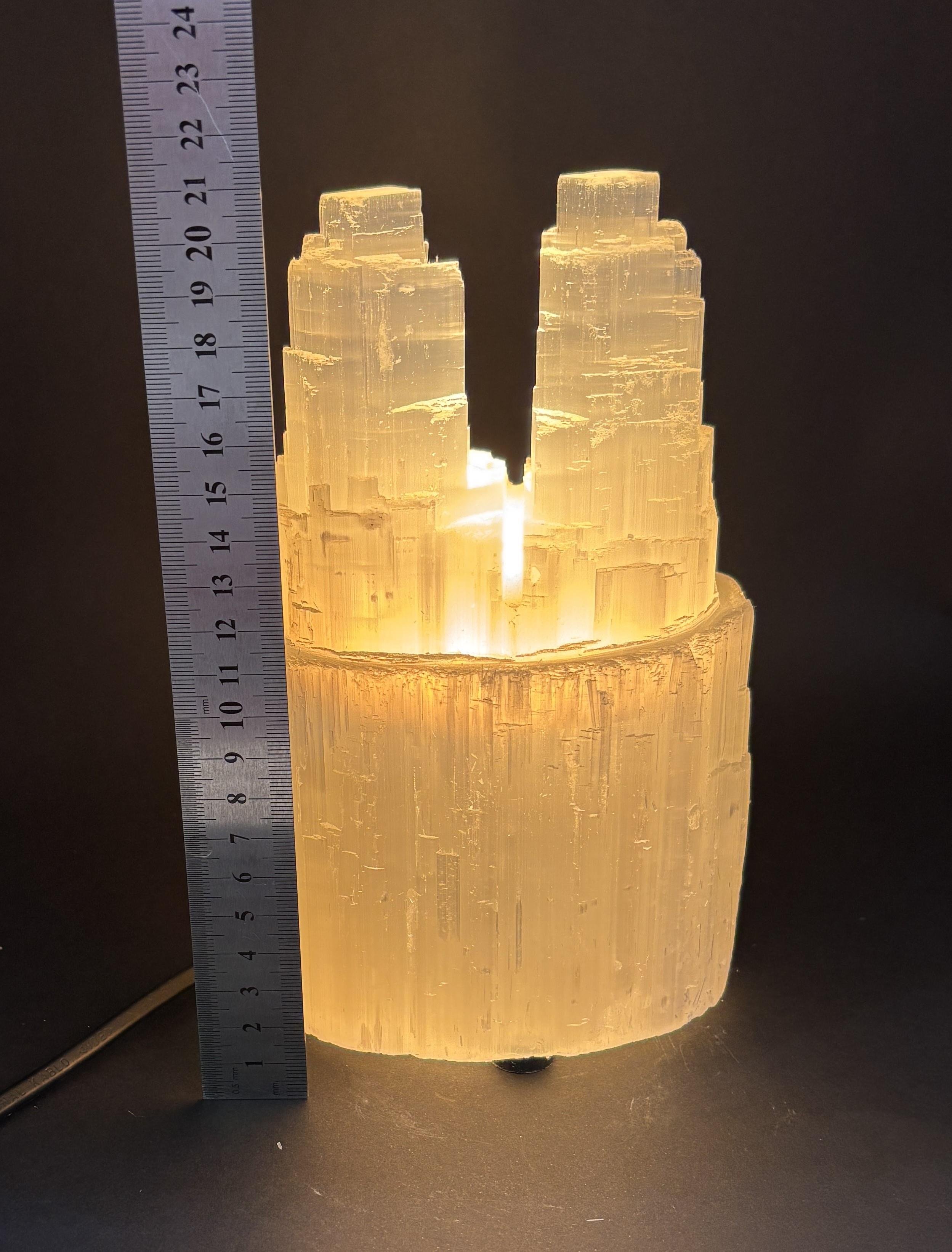 SELENİT DOĞALTAŞ TWİN TOWER LAMBA 20 CM