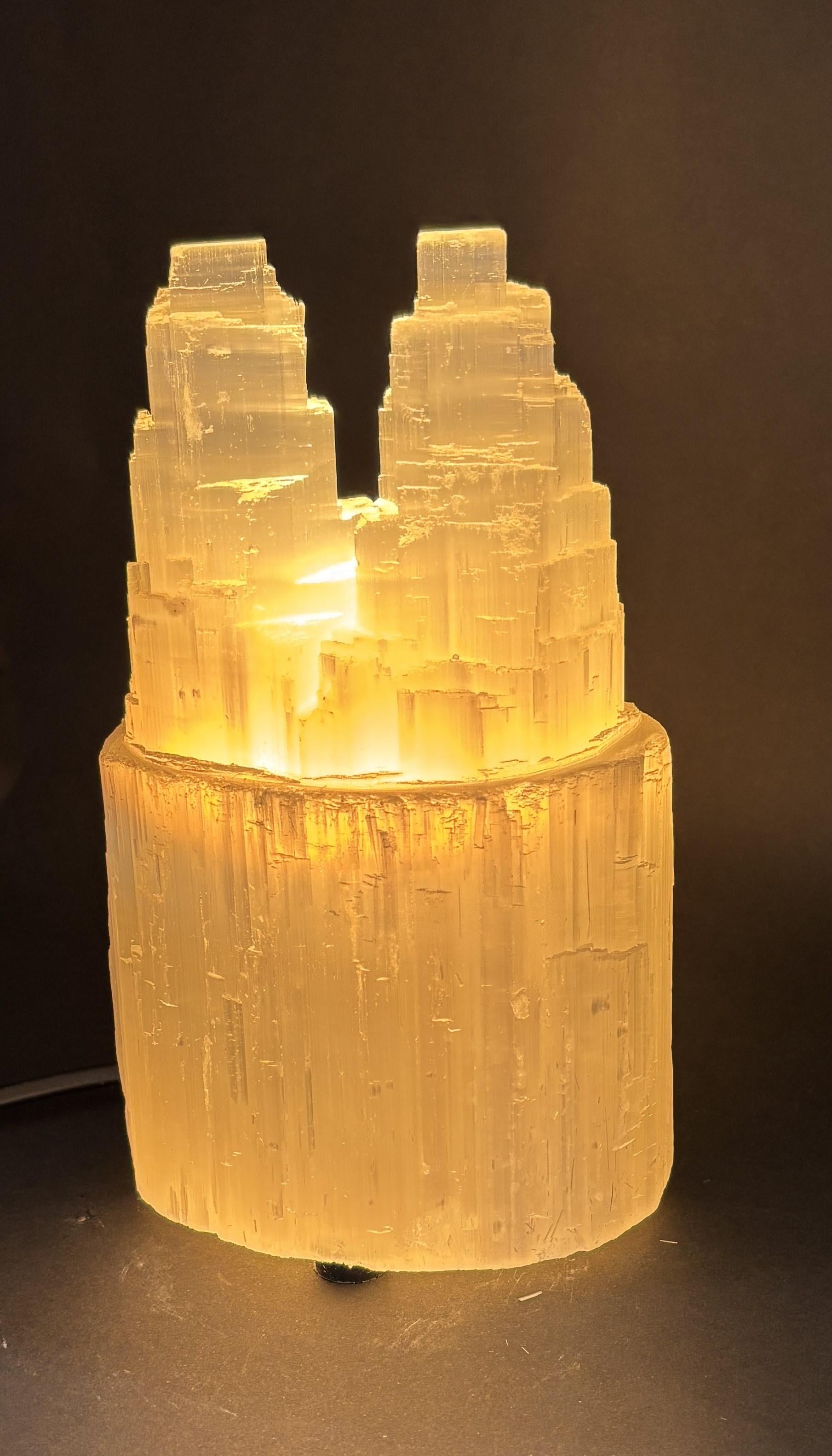 SELENİT DOĞALTAŞ TWİN TOWER LAMBA 20 CM