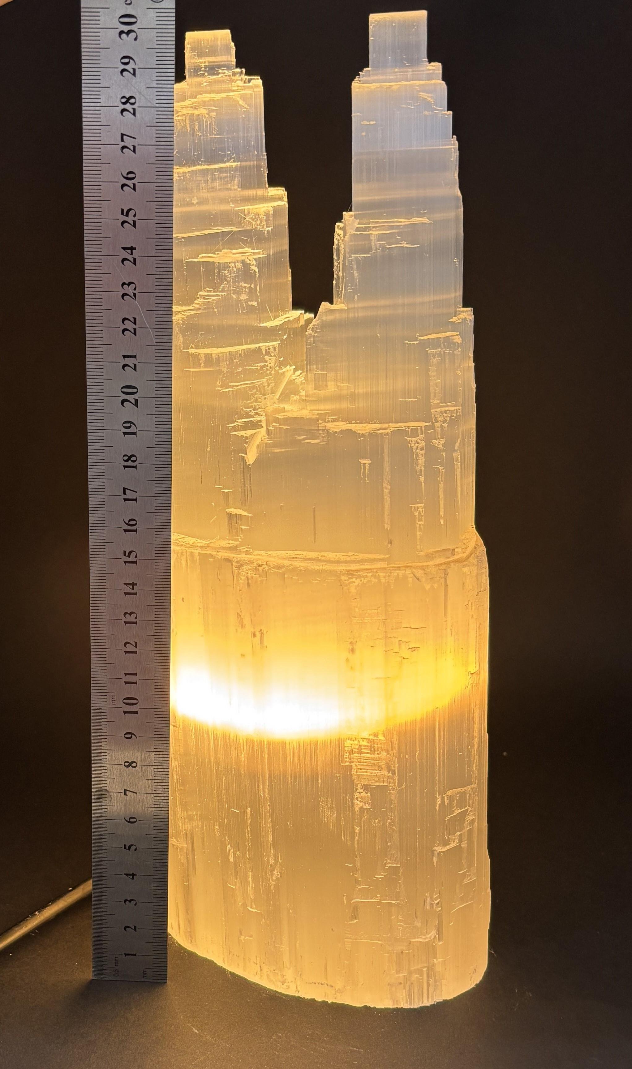 SELENİT DOĞALTAŞ TWİN TOWER LAMBA 30 CM