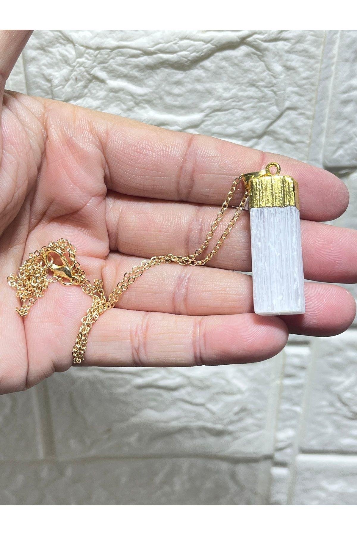 Selenit Kolye Gold Renkli Çelik Zincirli