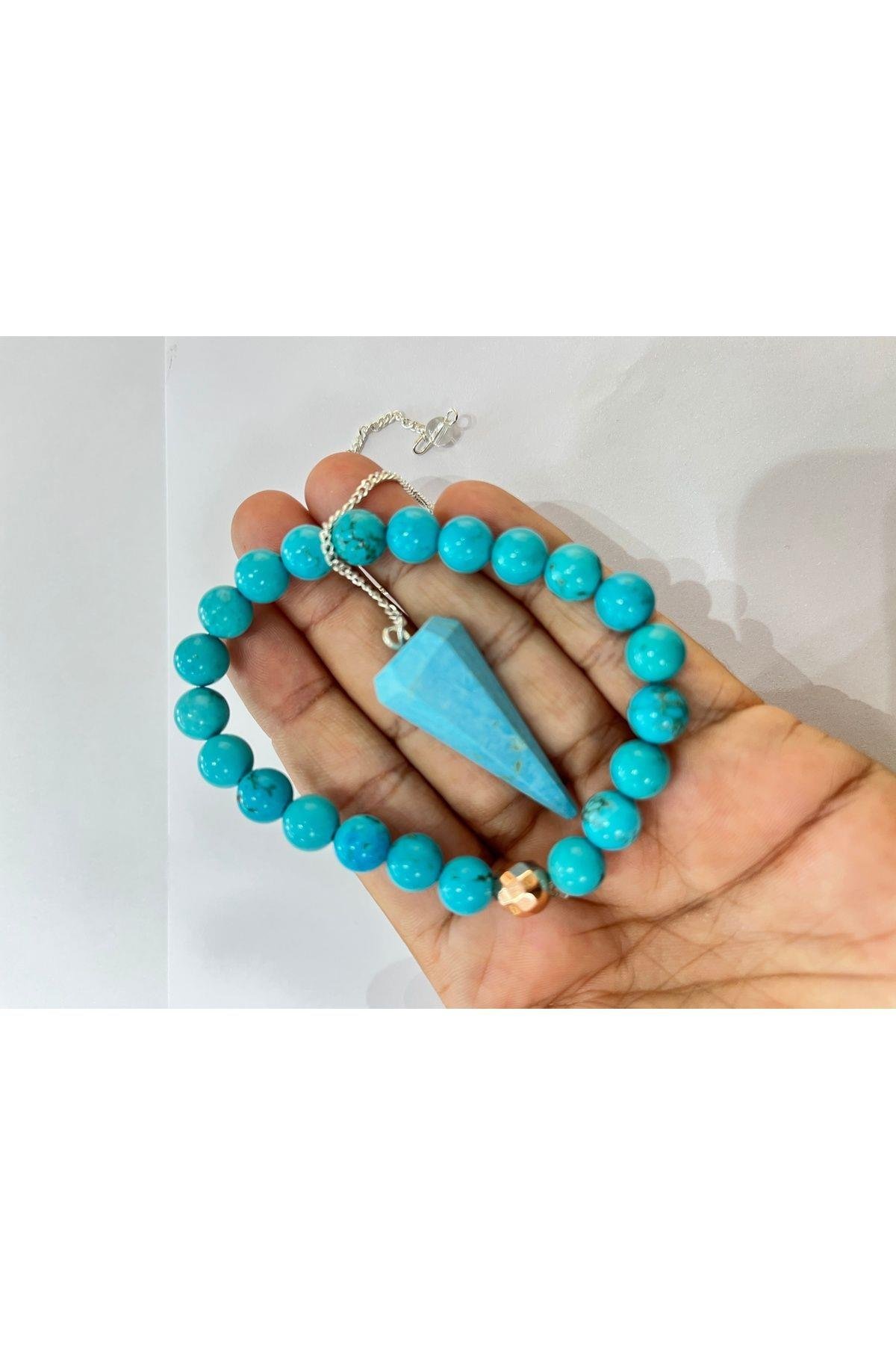 Turkuaz Doğaltaş Bileklik & Pandül 2’li Set