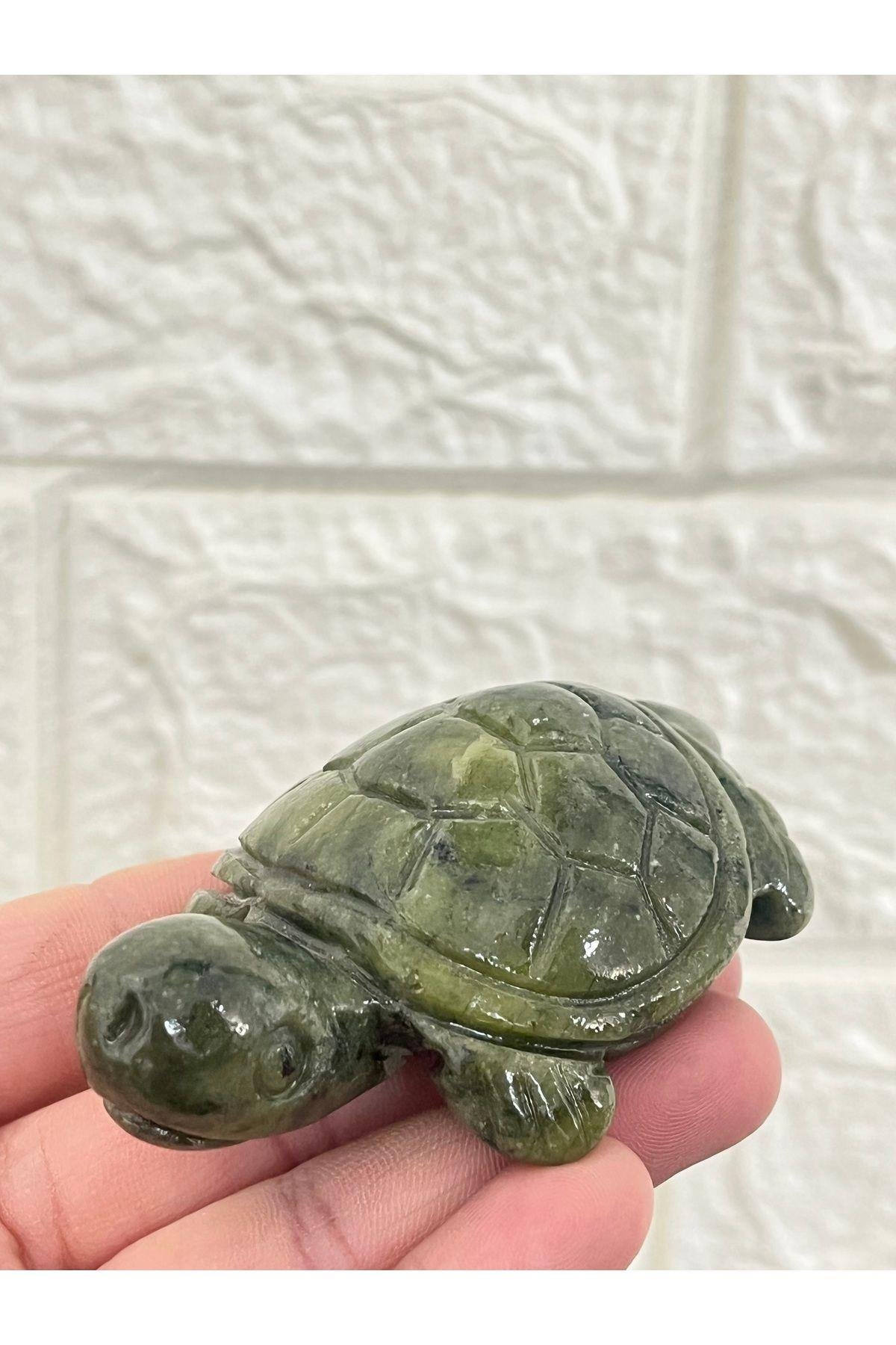 Yeşim Doğaltaş Fengshui Kamplumbağa 6 cm