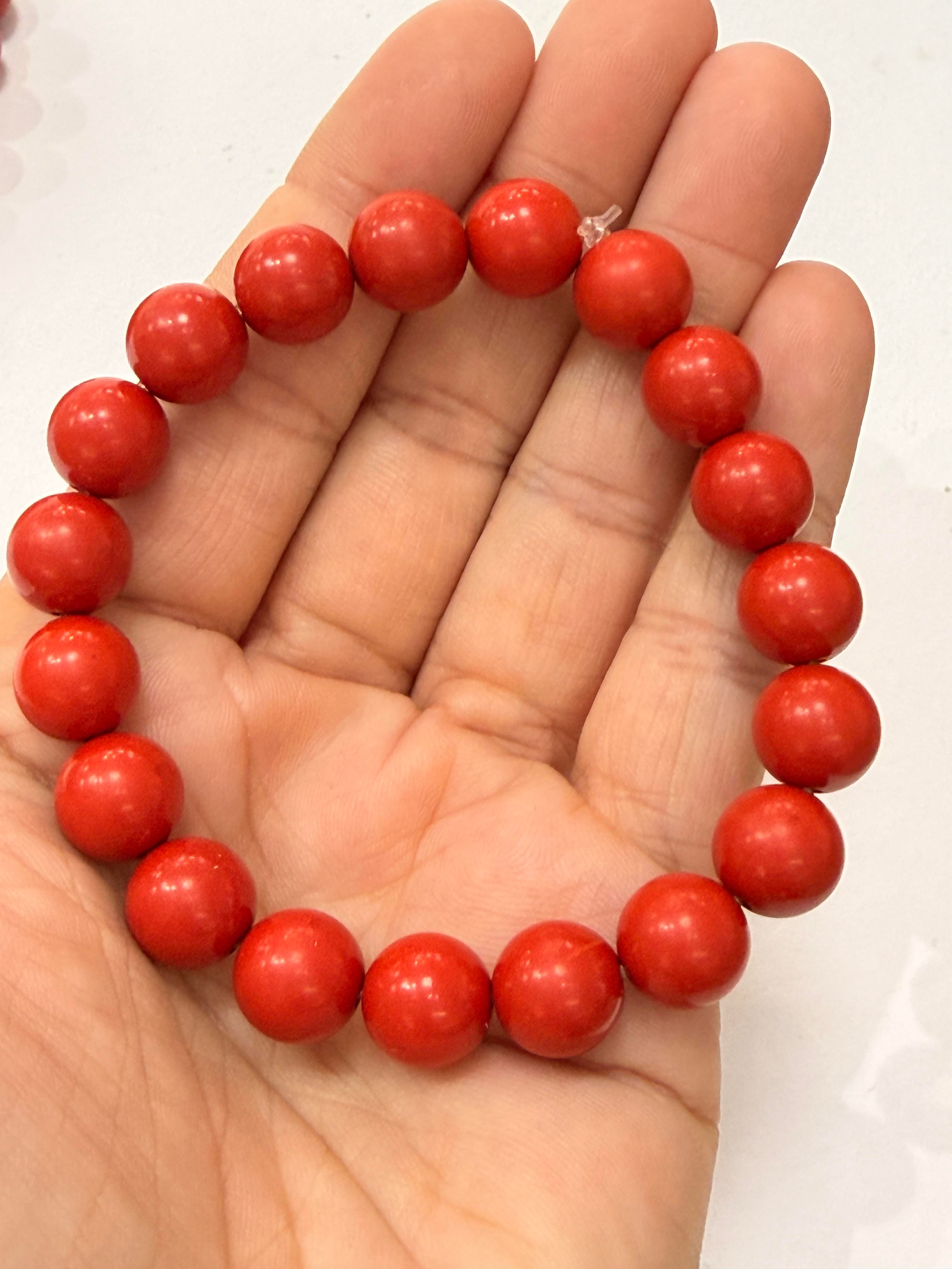 Zinobar (Zinober) Doğaltaş bileklik ( 10 mm)