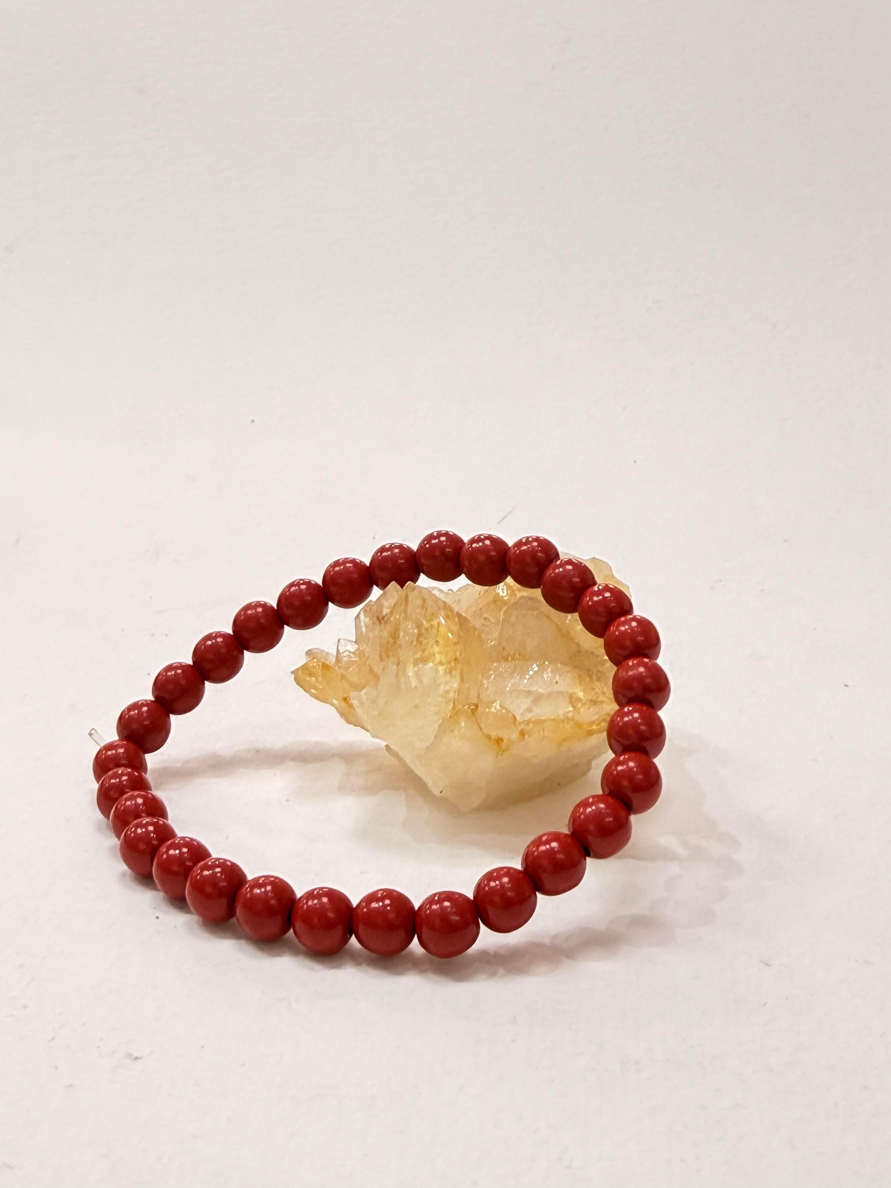 Zinobar (Zinober) Doğaltaş bileklik (6mm)