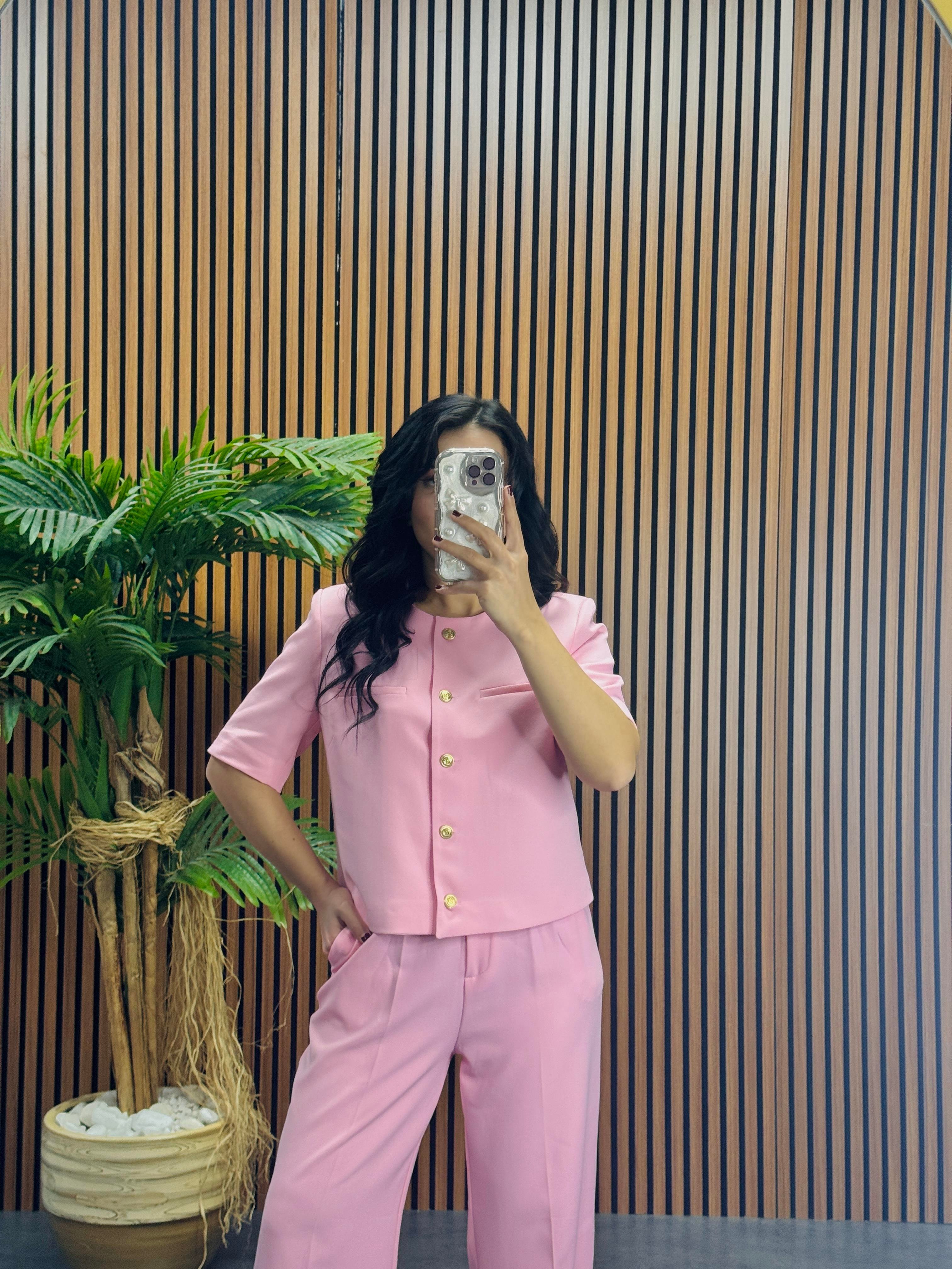 pembe kısa kol ceket