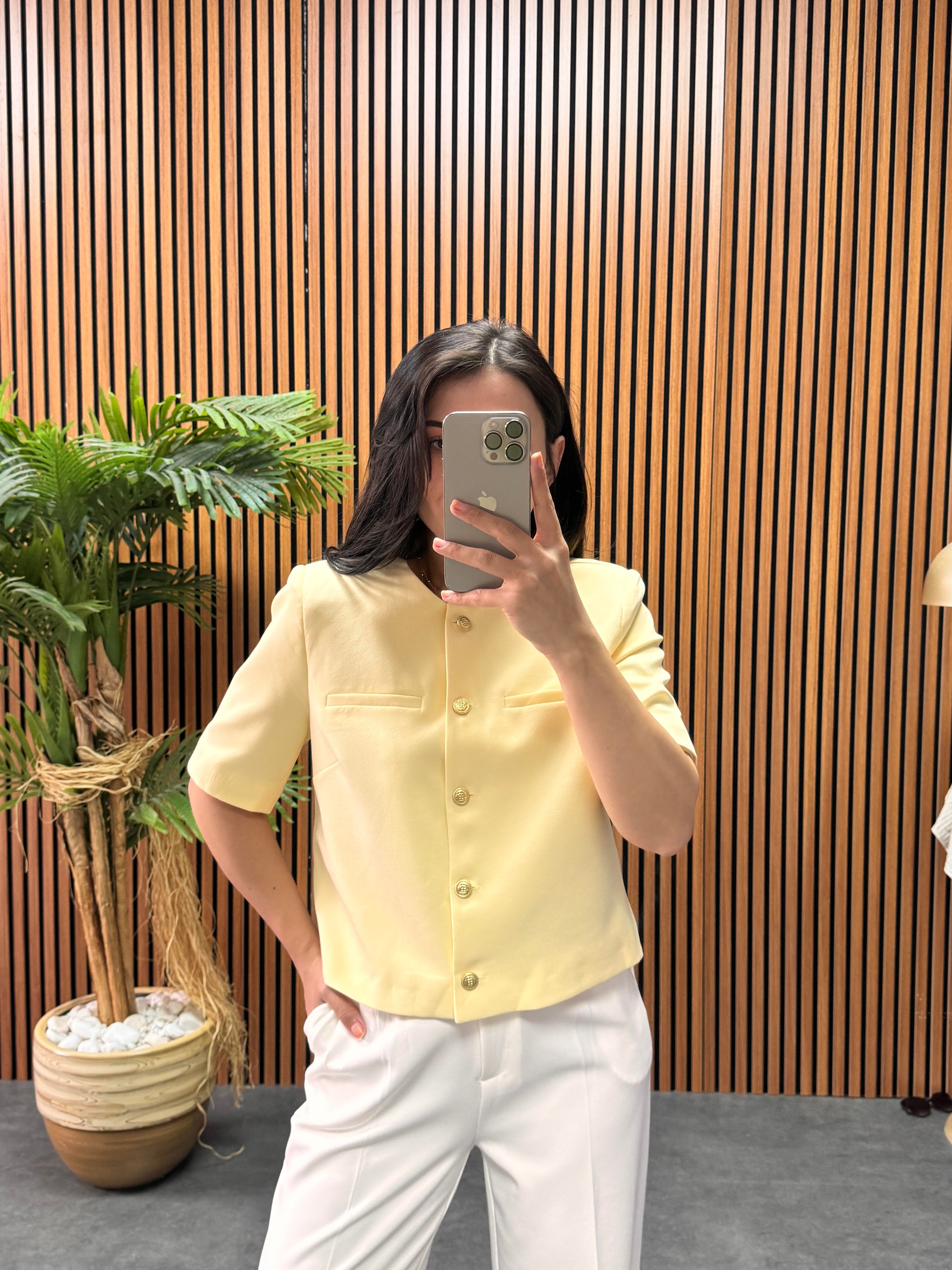 sarı kısa kol ceket