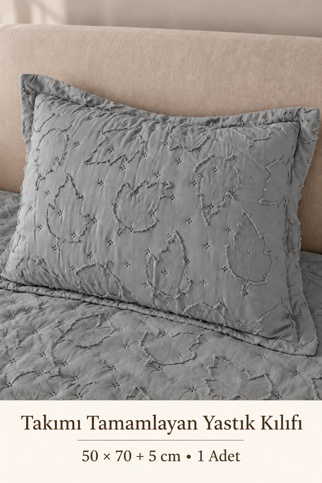 Elanor Tek Kişilik Yatak Örtüsü Takımı 180x240 cm – 1 Yastık Kılıflı, Gri