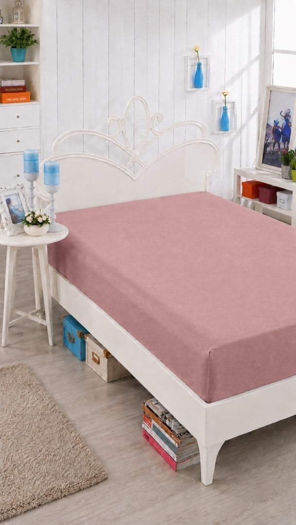 İpekçe Vesna Penye Lastikli Çarşaf - 100x200 Tek Kişilik - Gülkurusu 110 Gr.