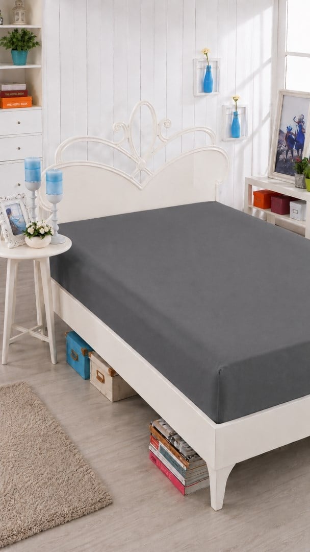 İpekçe Vesna Penye Lastikli Çarşaf - 100x200 Tek Kişilik - Antrasit 110 Gr.