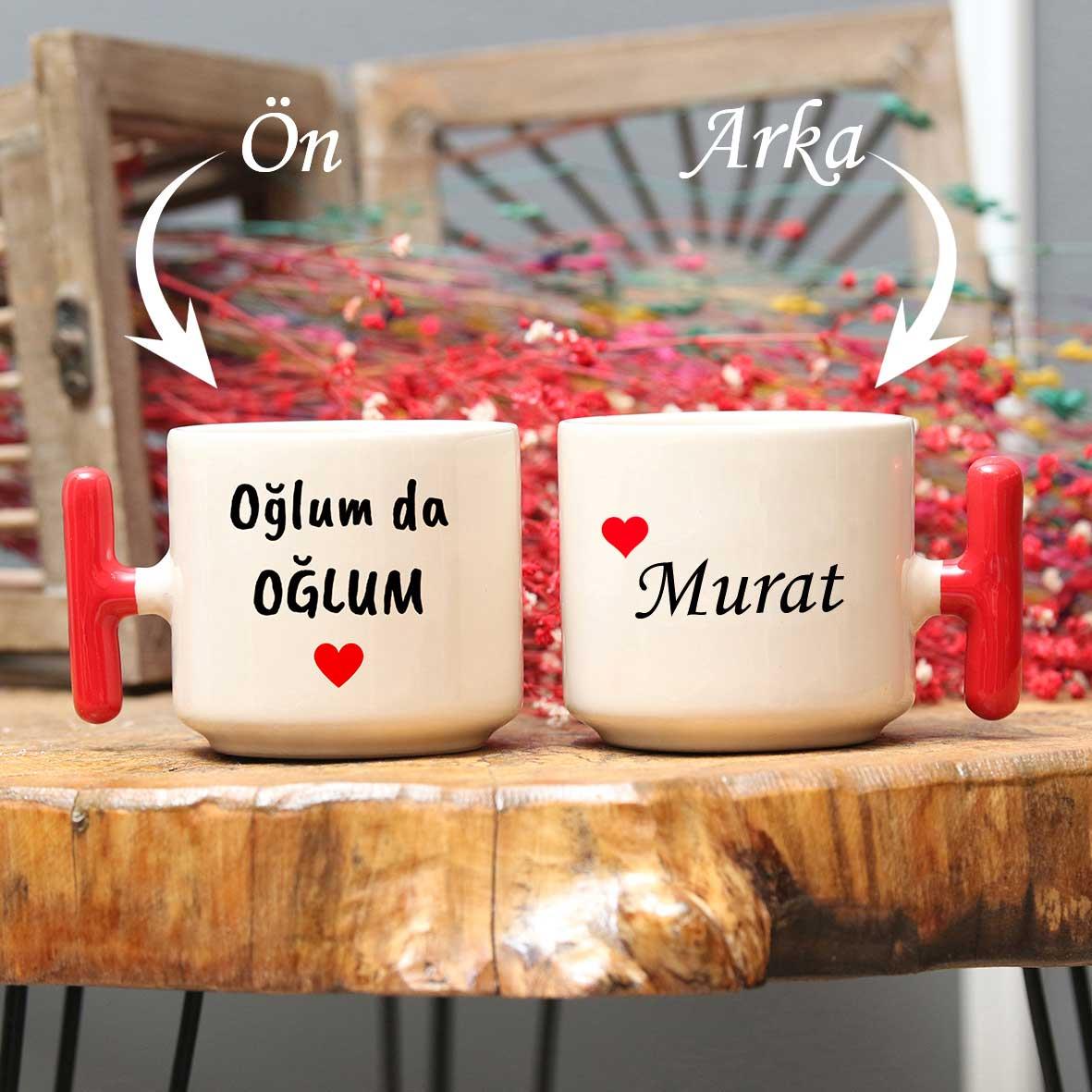 Babam da Babam ve Oğlum da Oğlum Tasarımlı 2'li T Kupa Bardak