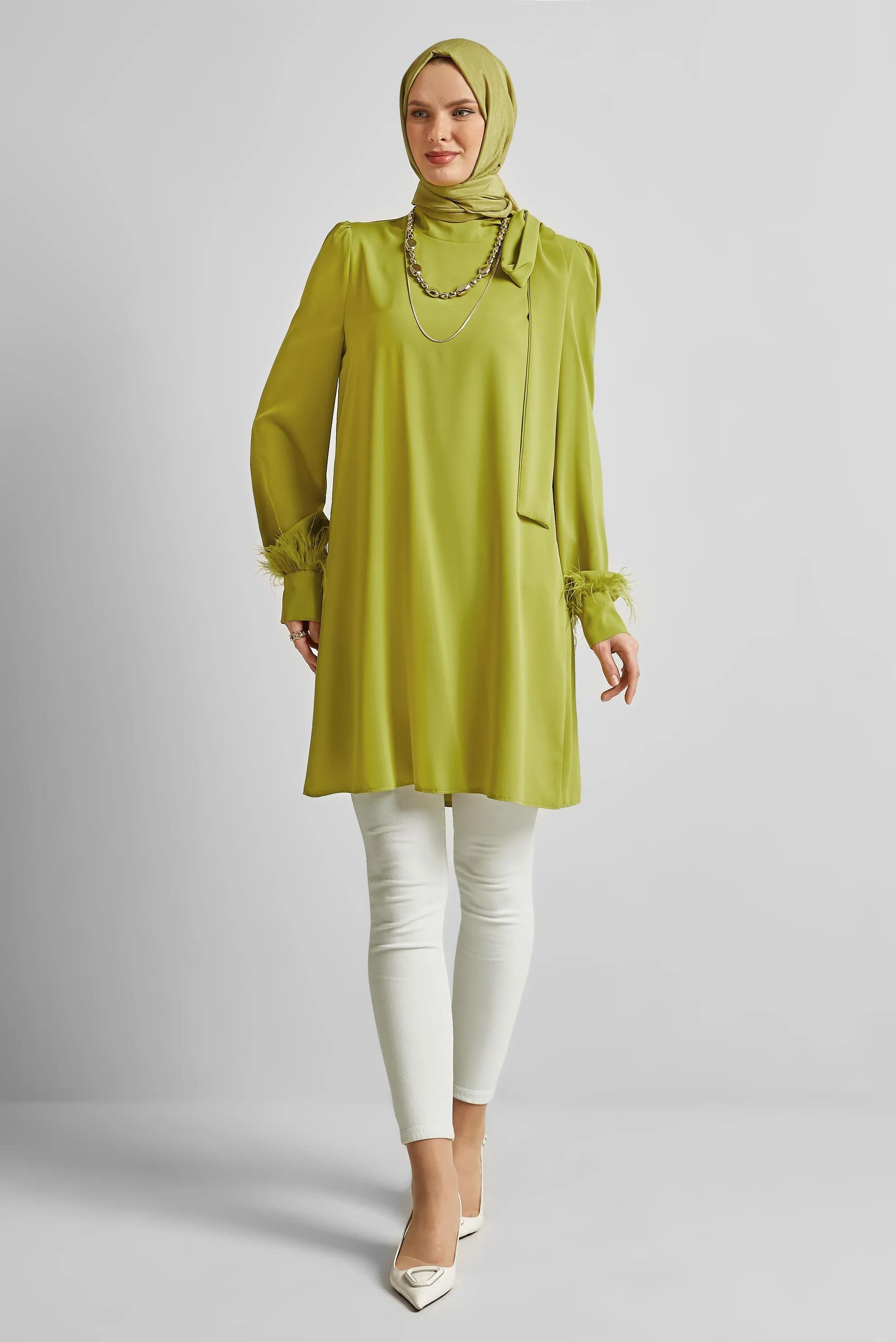 Alvina - Kolları Tüy Detaylı Tunik 45324