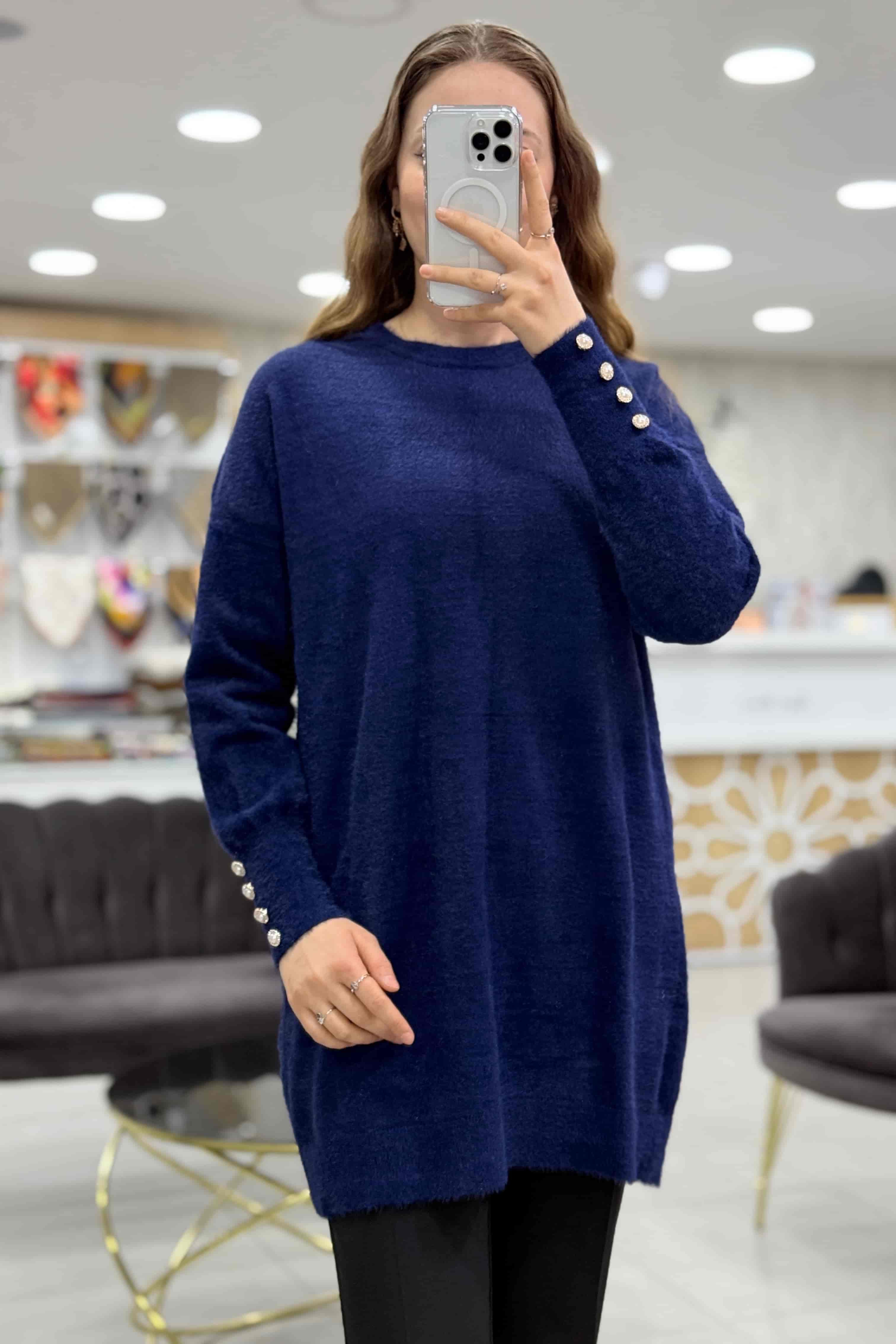 Angora Kol Manşetli Düğmeli Tunik 140125