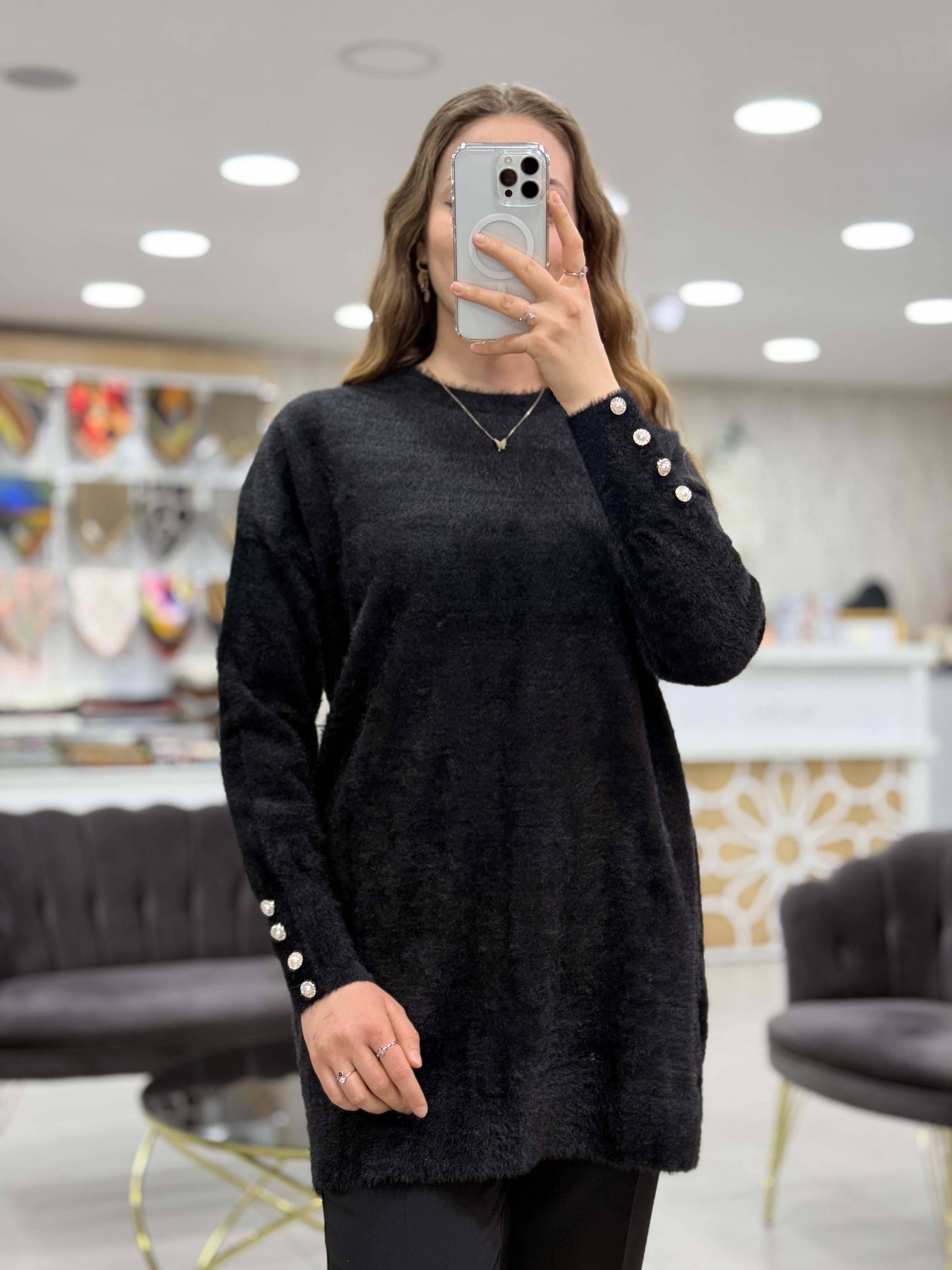 Angora Kol Manşetli Düğmeli Tunik 140125