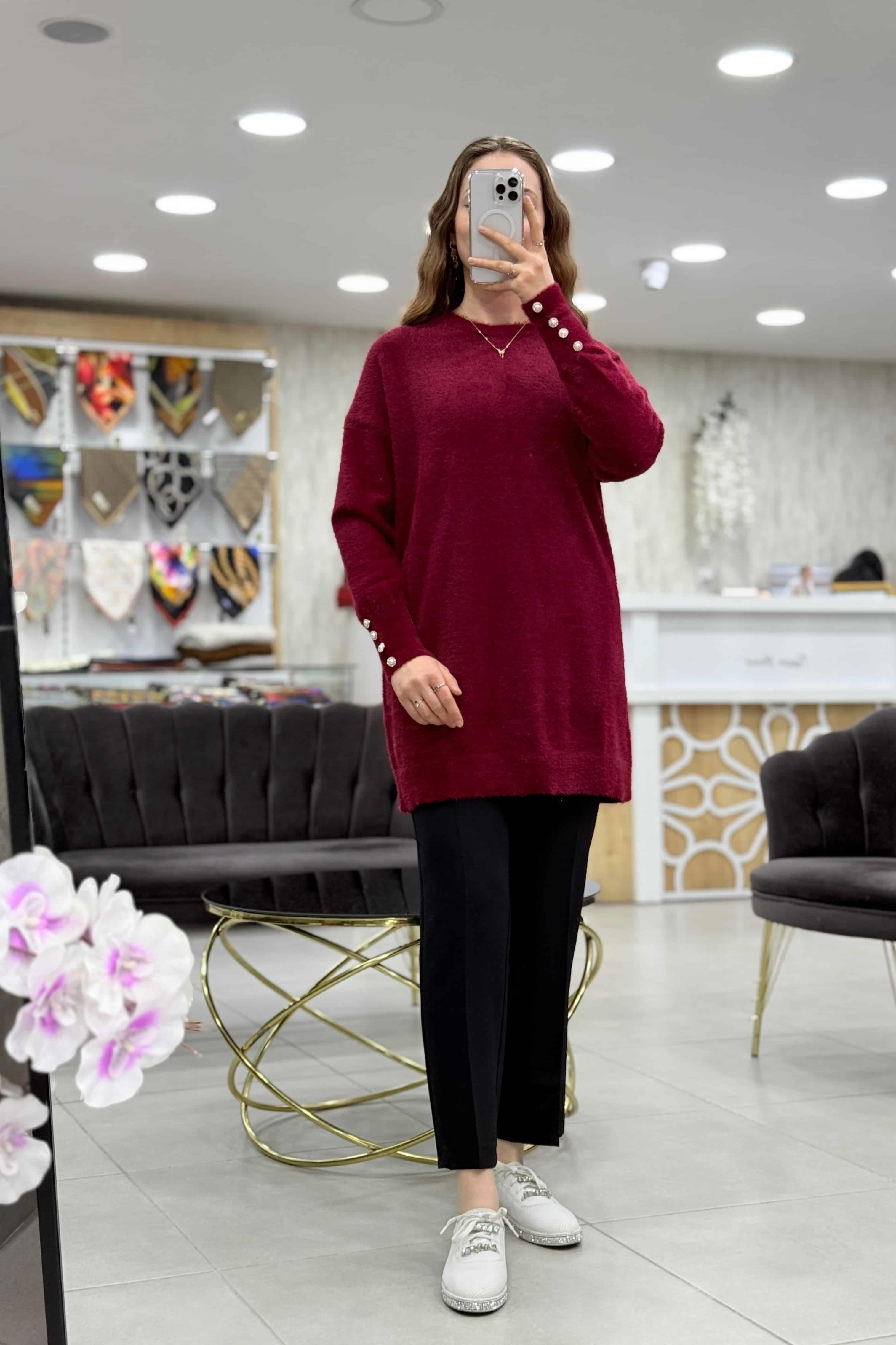 Angora Kol Manşetli Düğmeli Tunik 140125