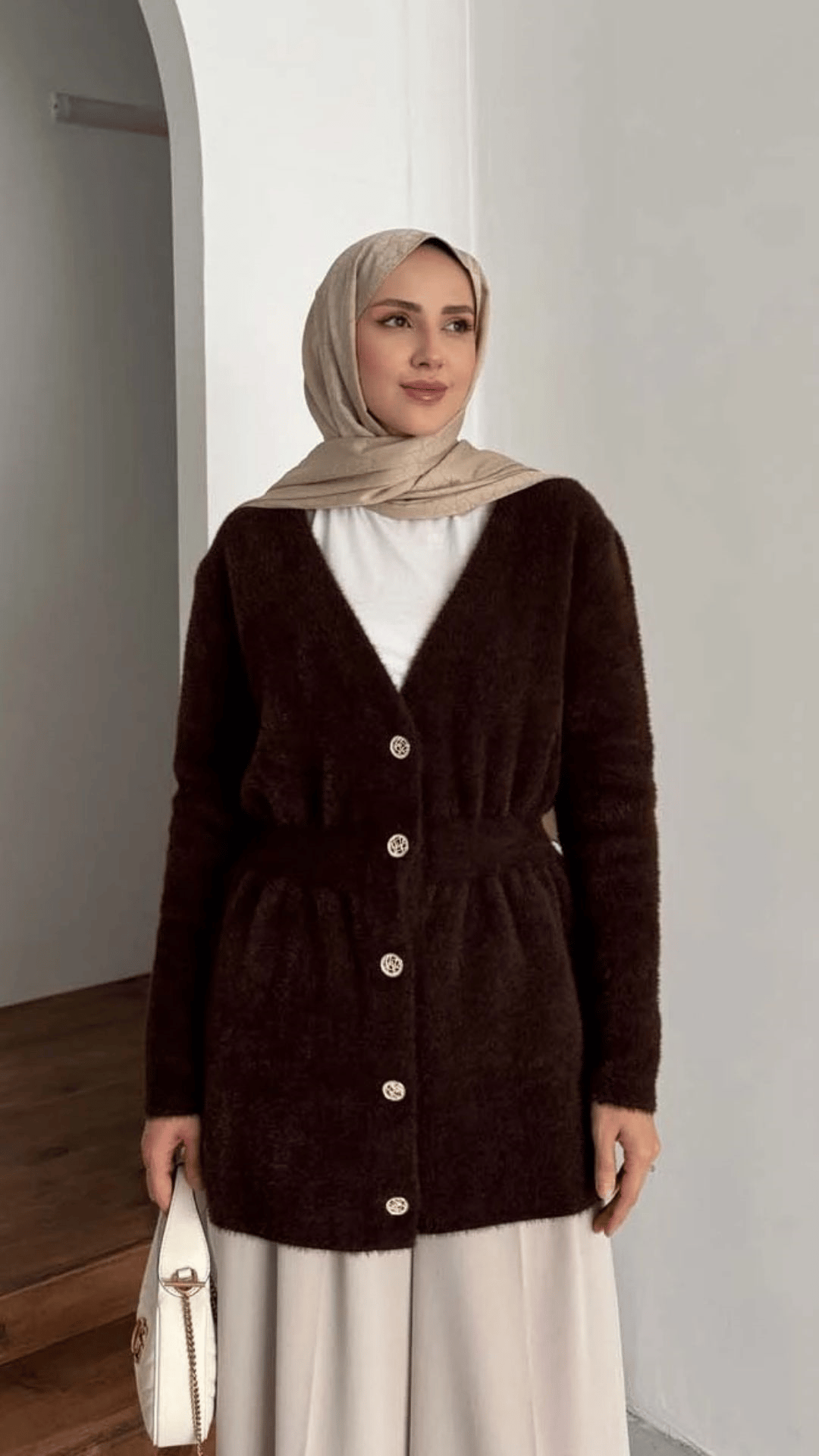 Angora V Yaka Uzun Ceket 140429
