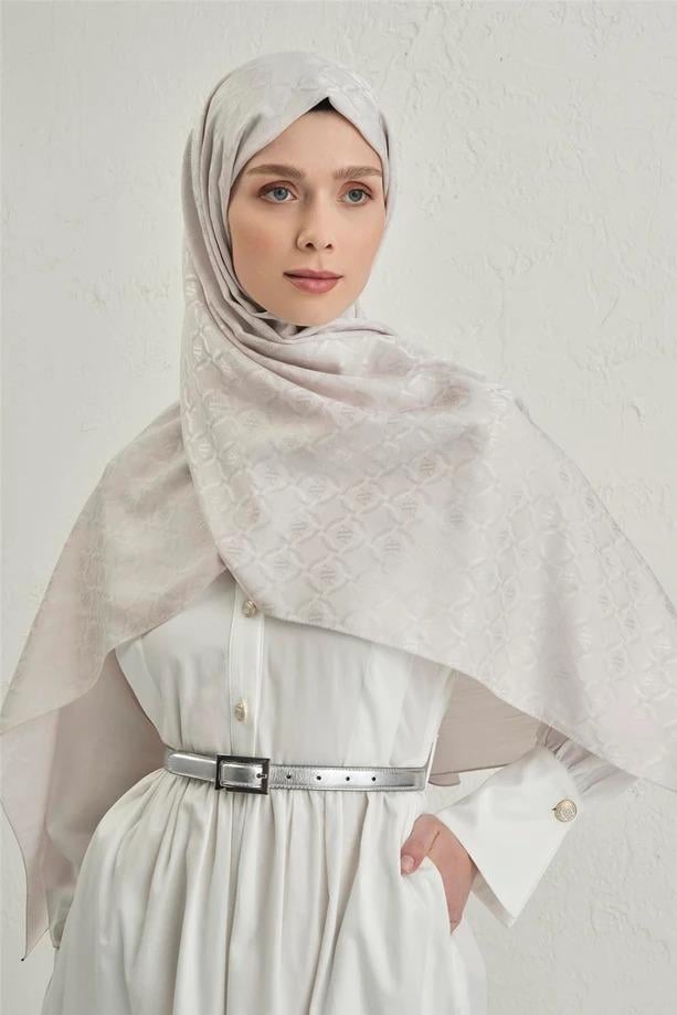 Armine - Pamuk Floş Monogram Zincir Şal 1 (%33 Pamuk %67 Floş) S00OA0444442