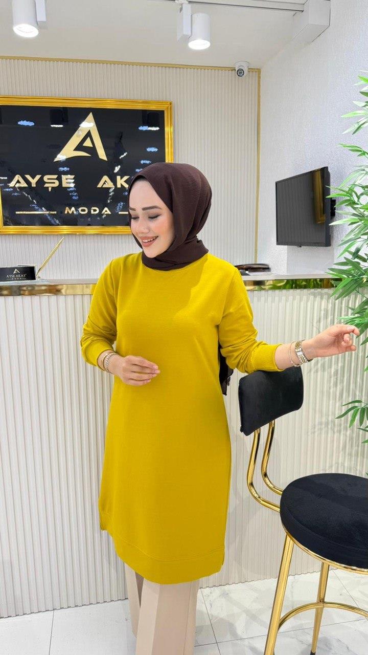 Basic İki İplik Kompakt Penye Uzun Tunik 03141