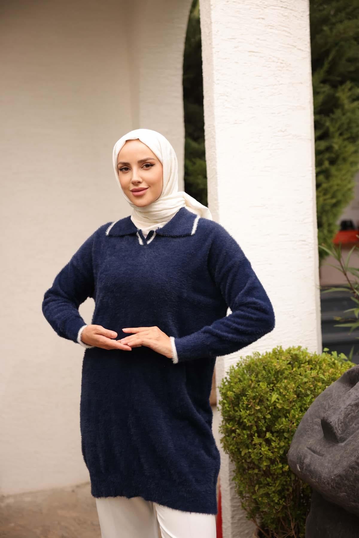 Çizgili Gömlek Yaka Tunik 140119