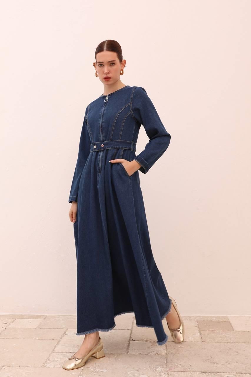 Denim Koyu Mavi Elbise 1498