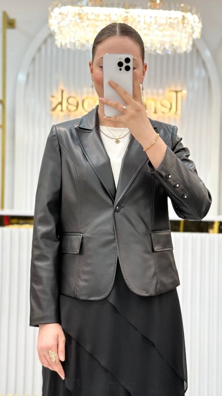 Deri Kısa Blazer Ceket YK25CE412