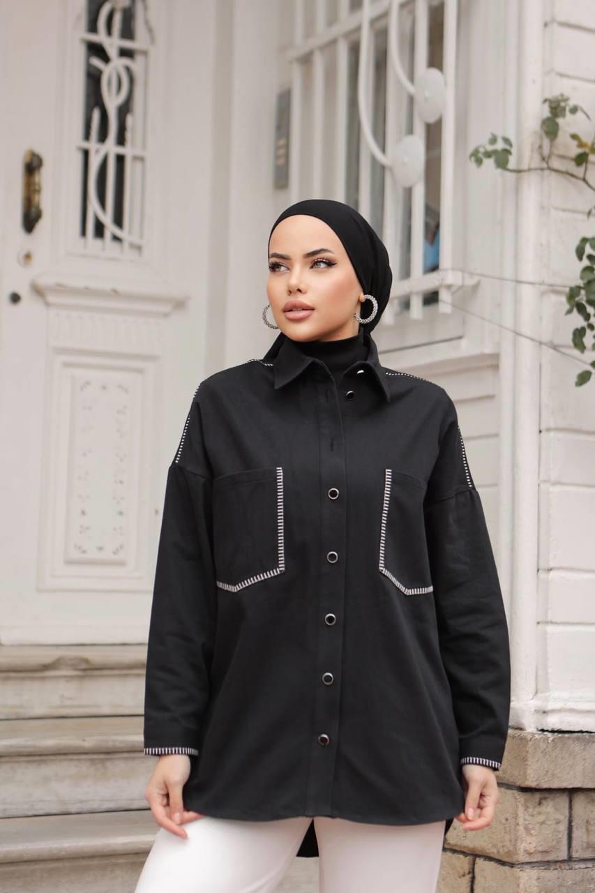 Gabardin Nakışlı Gömlek Ceket 001